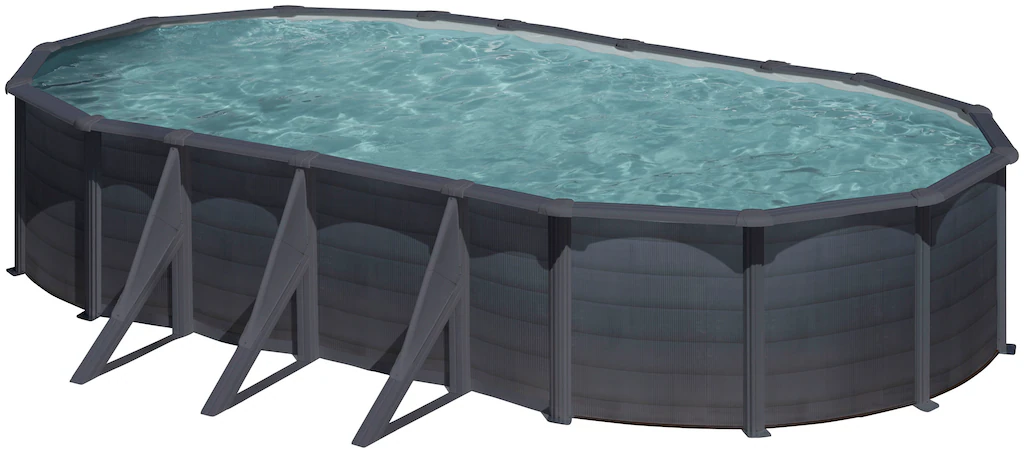 Gre Stahlwand-Pool Kea 730 cm x 375 cm x 120 cm Oval Graphit günstig online kaufen