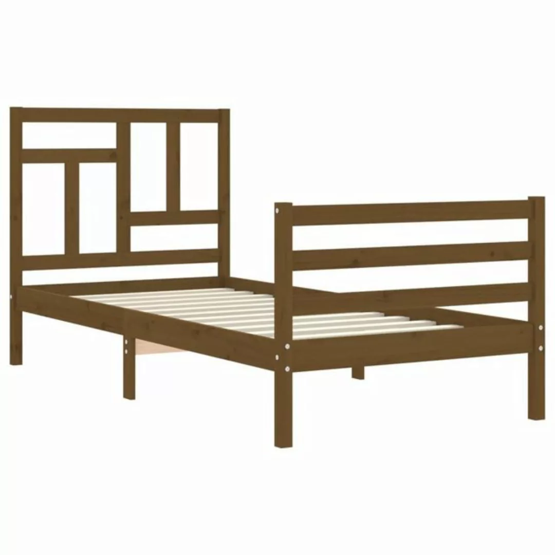 vidaXL Bett Massivholzbett mit Kopfteil Honigbraun 90x200 cm günstig online kaufen