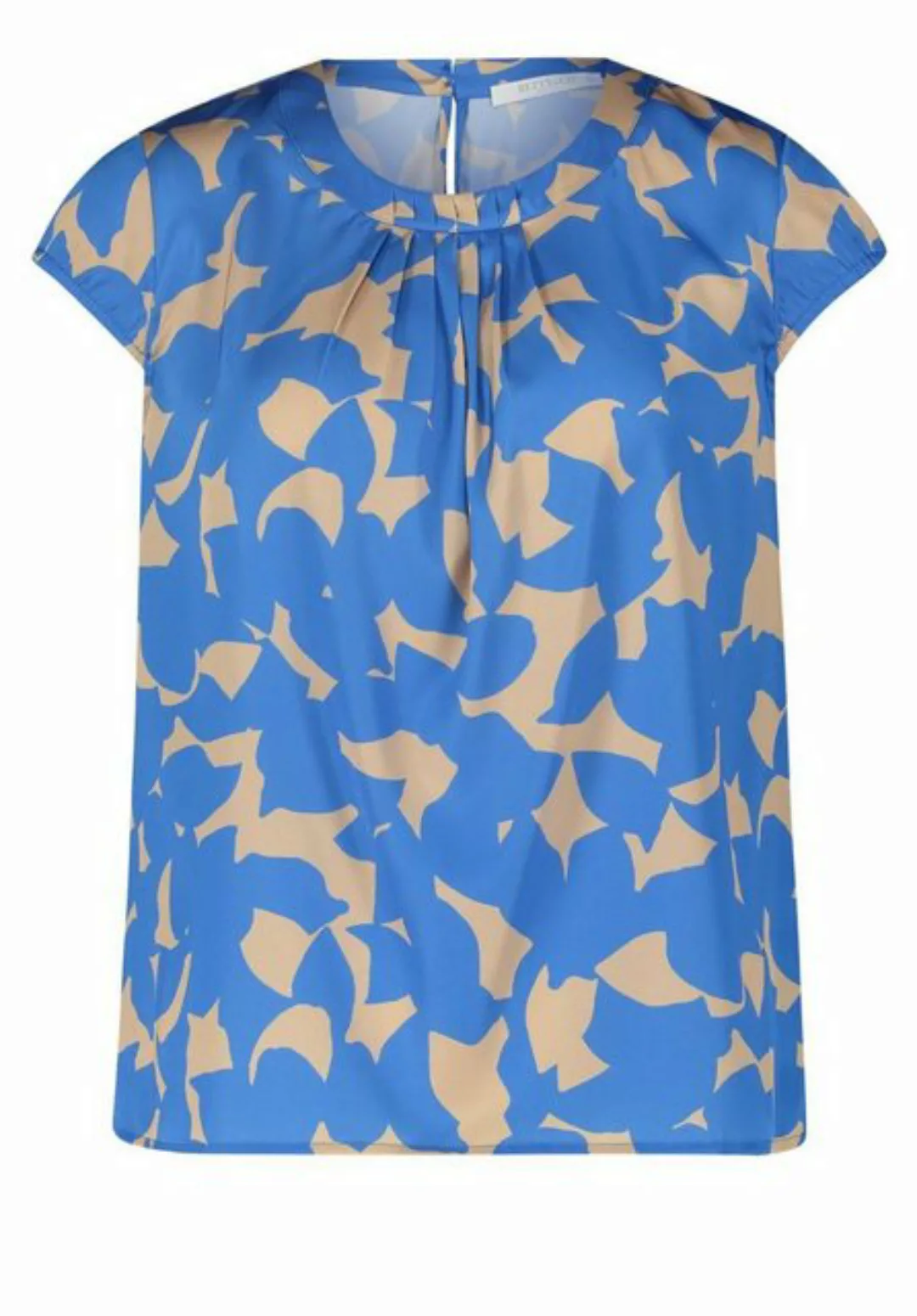 Betty&Co Blusenshirt Bluse Kurz 1/2 Arm, Blue/Taupe günstig online kaufen