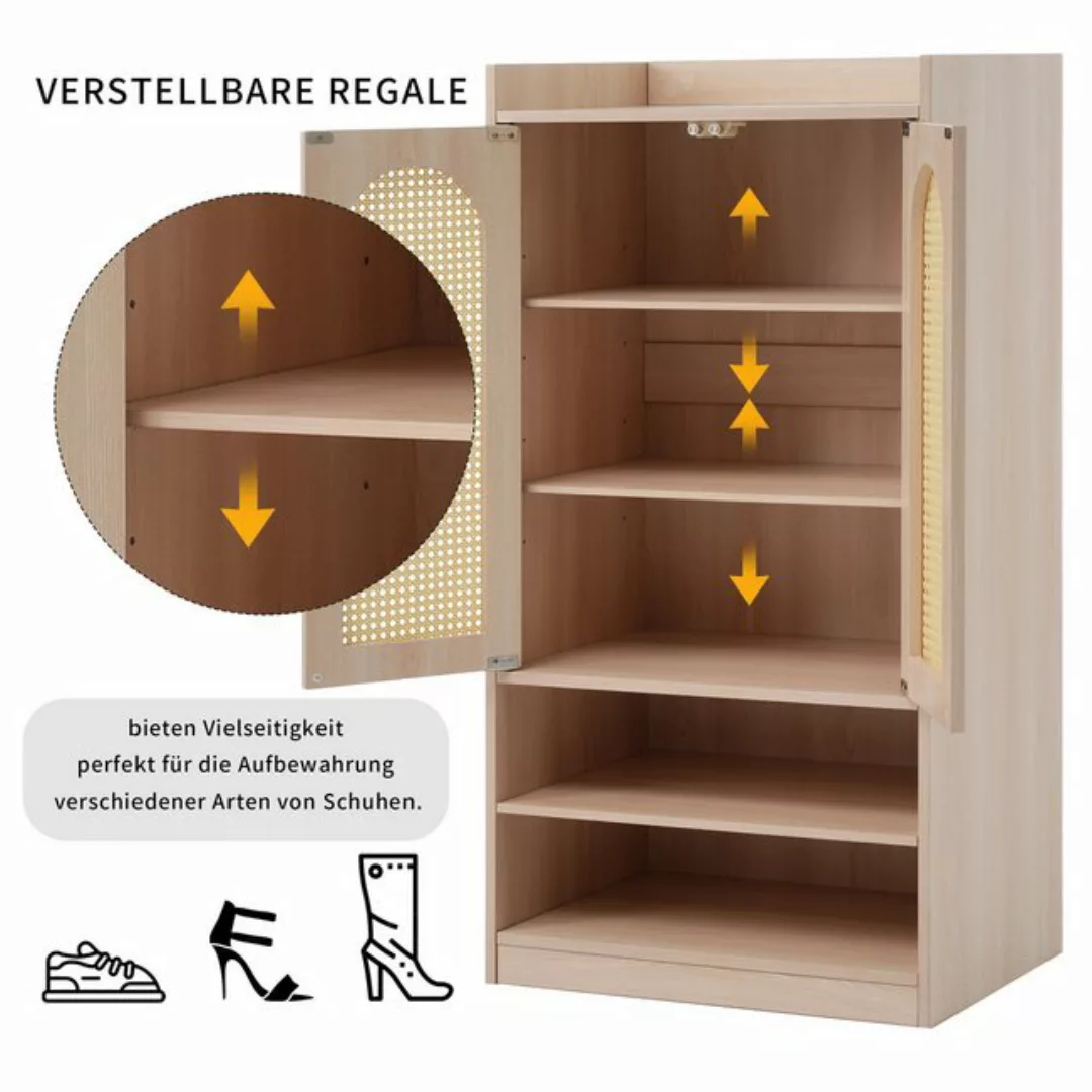 Gotagee Schuhschrank Schuhschrank aus Holz Sideboard Rattantür Beistellschr günstig online kaufen