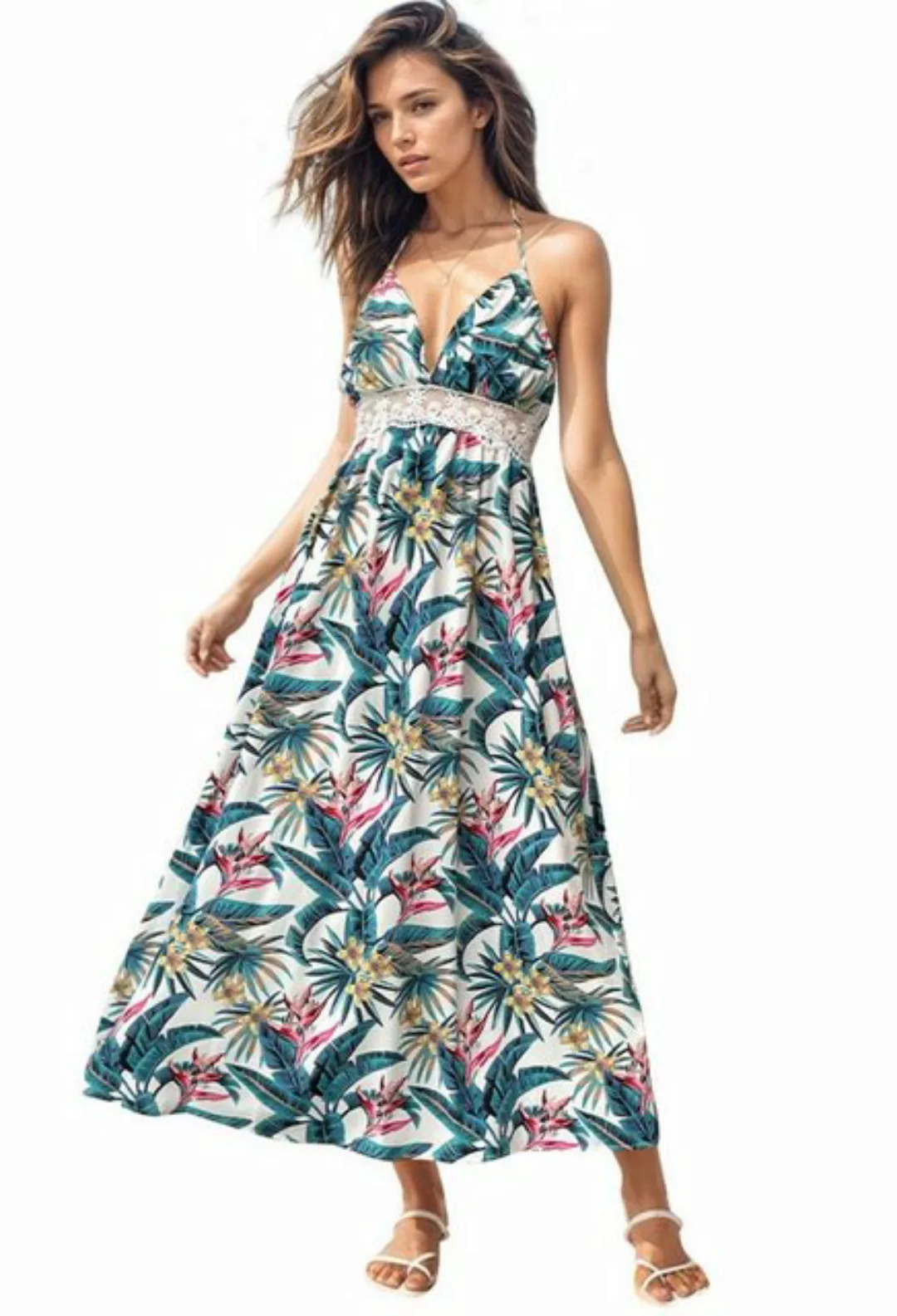 CHENIN Strandkleid Sommerliches Damenkleid mit botanischem Print Resort-Kle günstig online kaufen