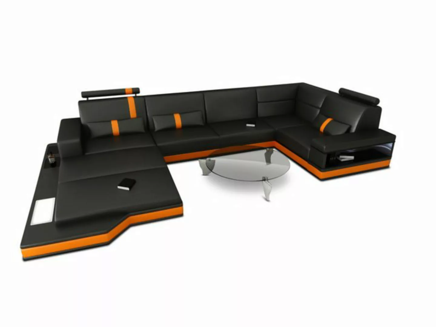 Sofa Dreams Wohnlandschaft Ledersofa Ledercouch Messana U Form Leder Sofa, günstig online kaufen