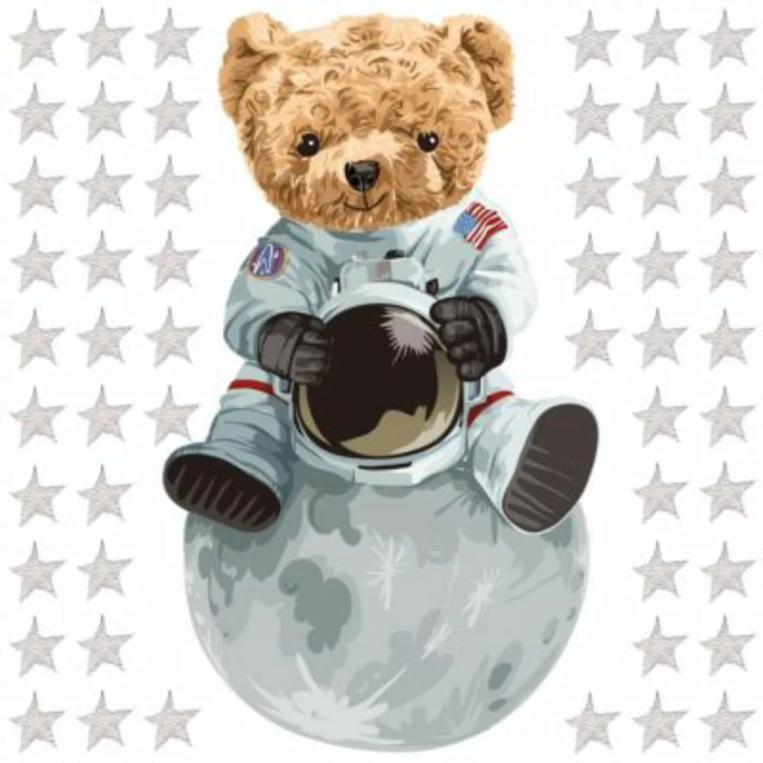 WANDKIND Wandtattoo Bär auf dem Mond Astronaut V326 bunt Gr. 120 x 120 günstig online kaufen