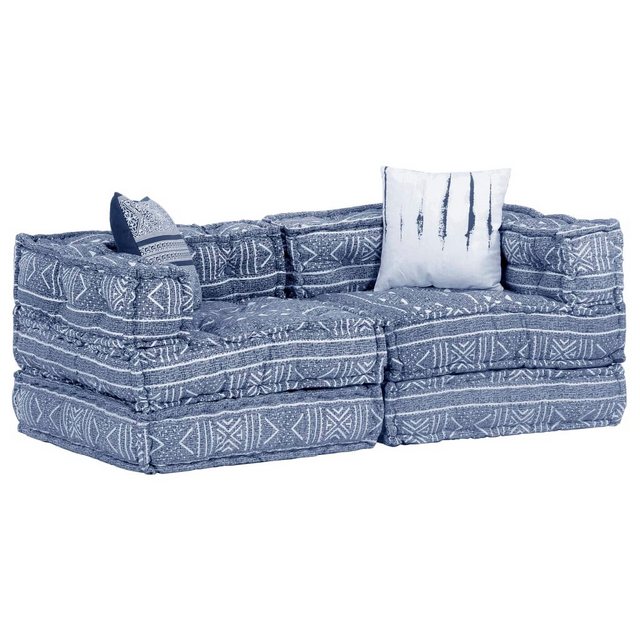 vidaXL Sofa 2-Sitzer Modularer Pouf Indigo Stoff günstig online kaufen