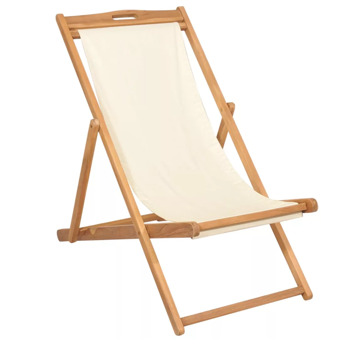 Liegestuhl Teak 56×105×96 Cm Creme günstig online kaufen