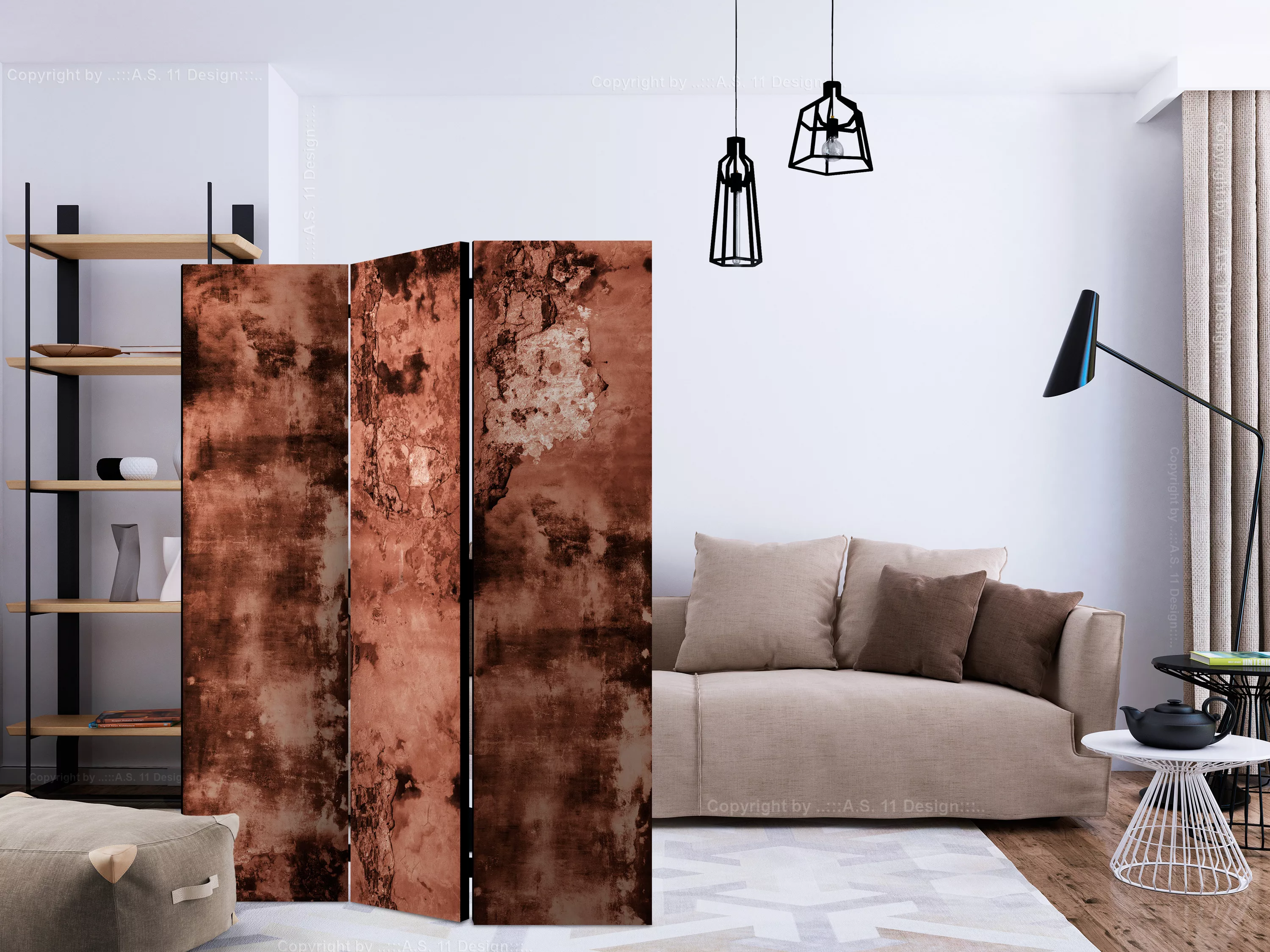 3-teiliges Paravent - Brown Concrete [room Dividers] günstig online kaufen