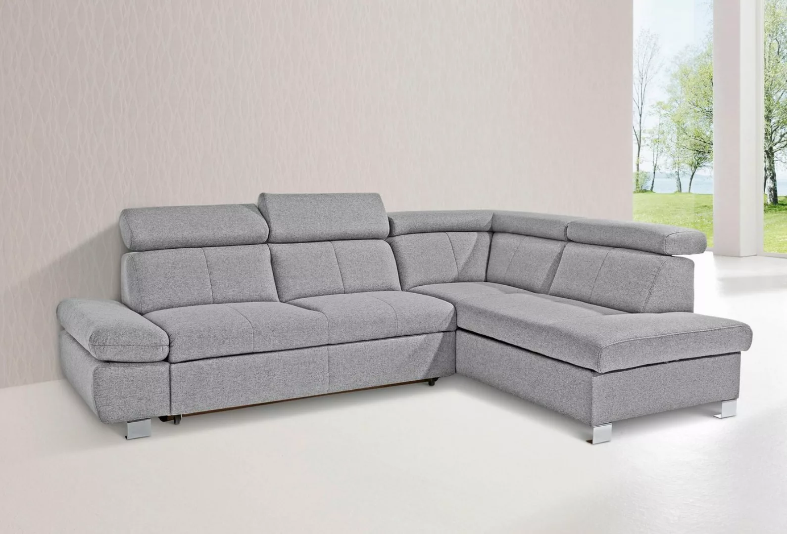 exxpo - sofa fashion Ecksofa Happy, mit Ottomane und wahlweise mit Bettfunk günstig online kaufen