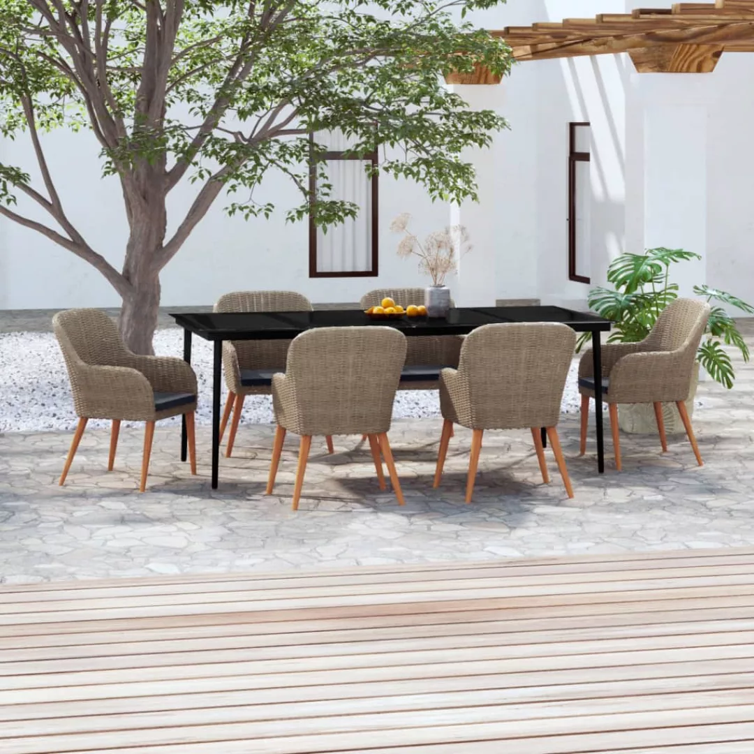 Vidaxl 7-tlg. Garten-essgruppe Mit Auflagen Braun günstig online kaufen