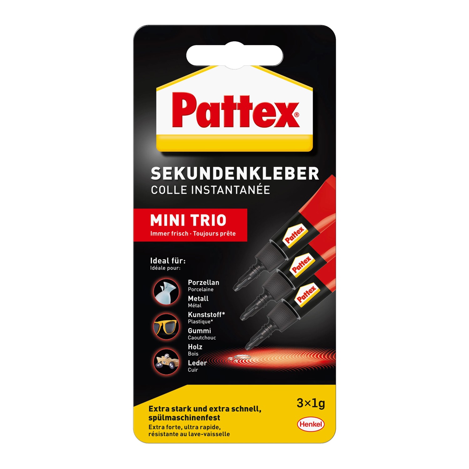 Pattex Flüssigkleber Sekundenkleber Flüssig Mini-Trio farblos 3x1g günstig online kaufen