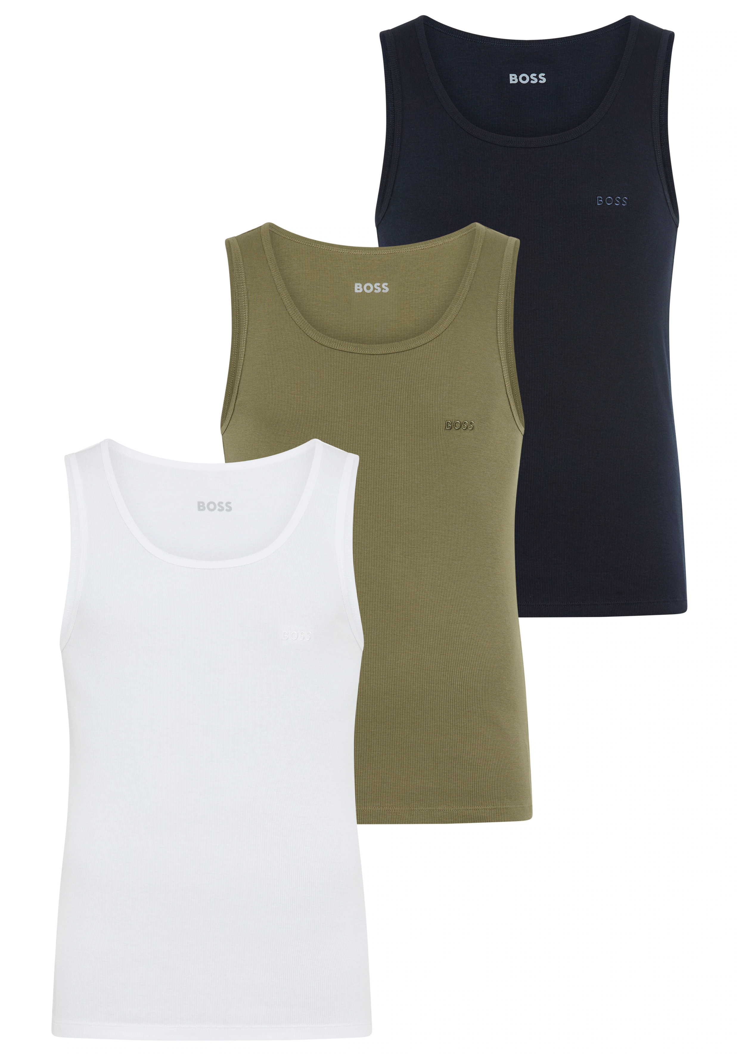 BOSS Tanktop "3P RibClassic BOSS ONE x David Beckham", Ton in Ton Stickerei günstig online kaufen