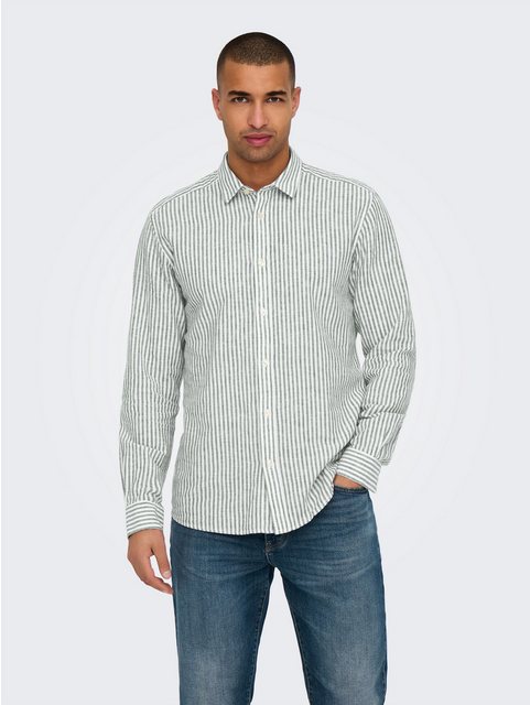 ONLY & SONS Kurzarmhemd ONSCAIDEN LS STRIPE LINEN SHIRT 660 NOOS günstig online kaufen