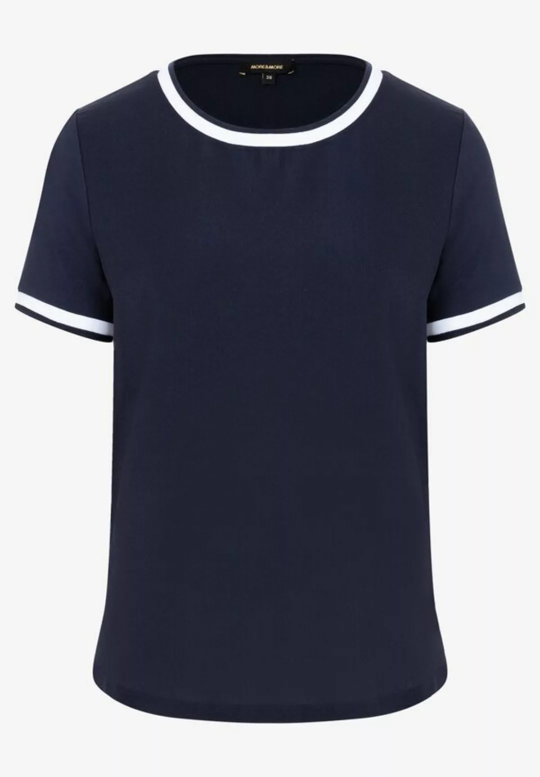 Blusenshirt mit Kontrastabschlüssen, marine/weiß, Frühjahrs-Kollektion günstig online kaufen