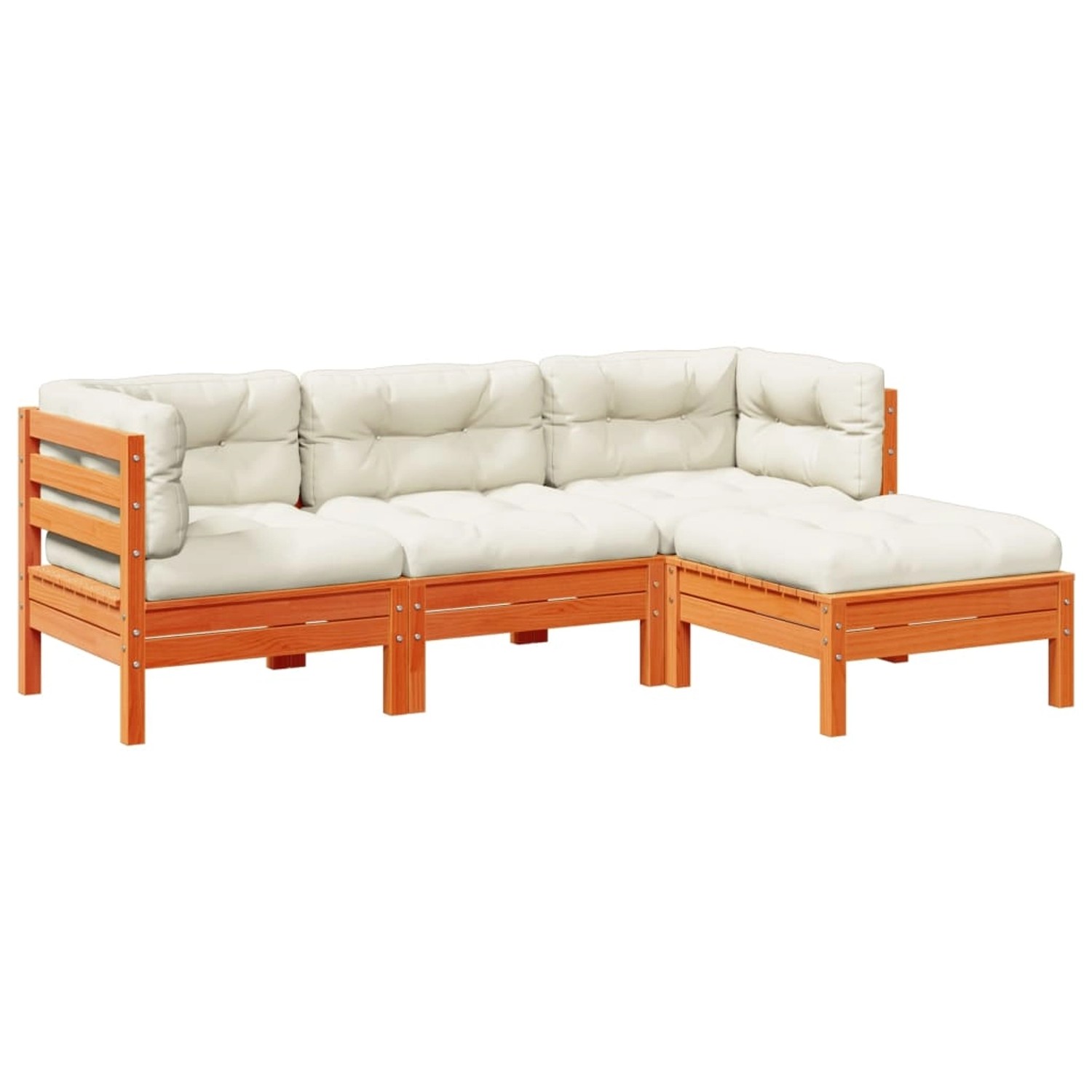 vidaXL 4-Tlg Garten-Sofagarnitur mit Kissen Wachsbraun Kiefernholz 3299381 günstig online kaufen