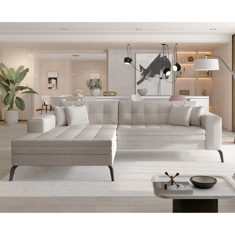 Sofaecke Ecksofa in Beige mit Armlehnen günstig online kaufen