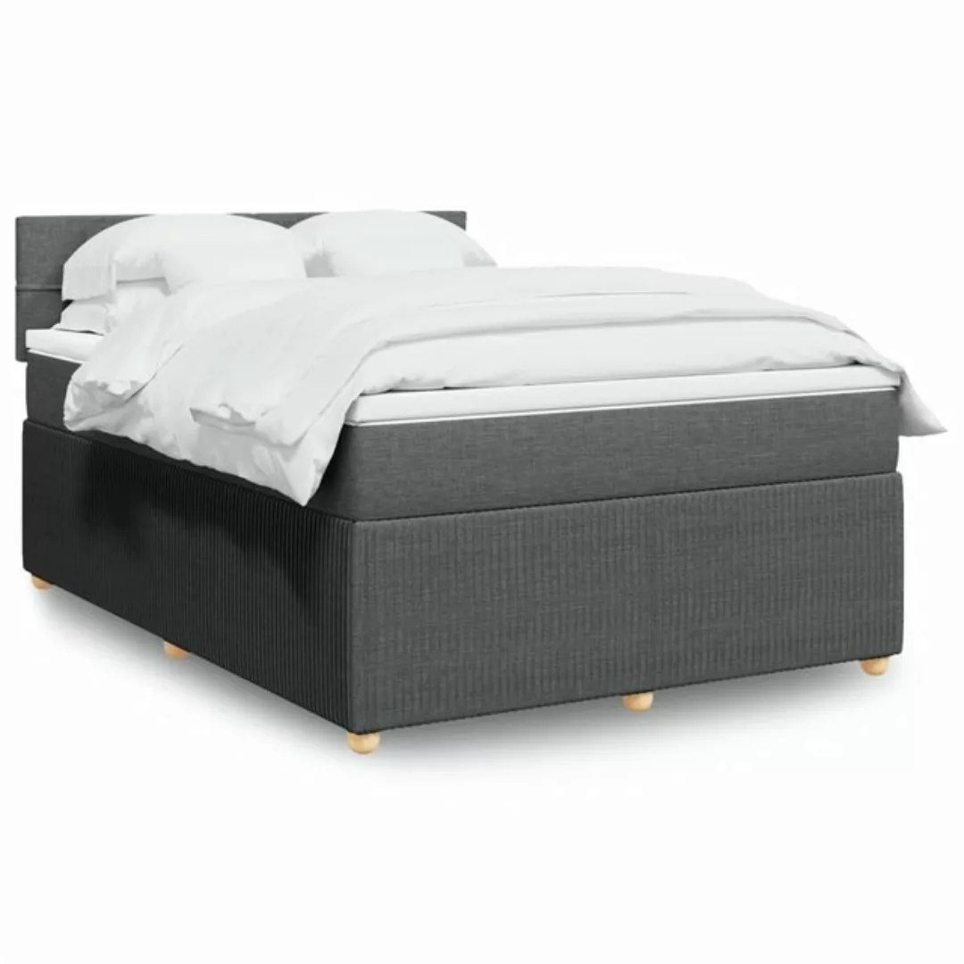 vidaXL Boxspringbett Boxspringbett mit Matratze Dunkelgrau 140x200 cm Stoff günstig online kaufen