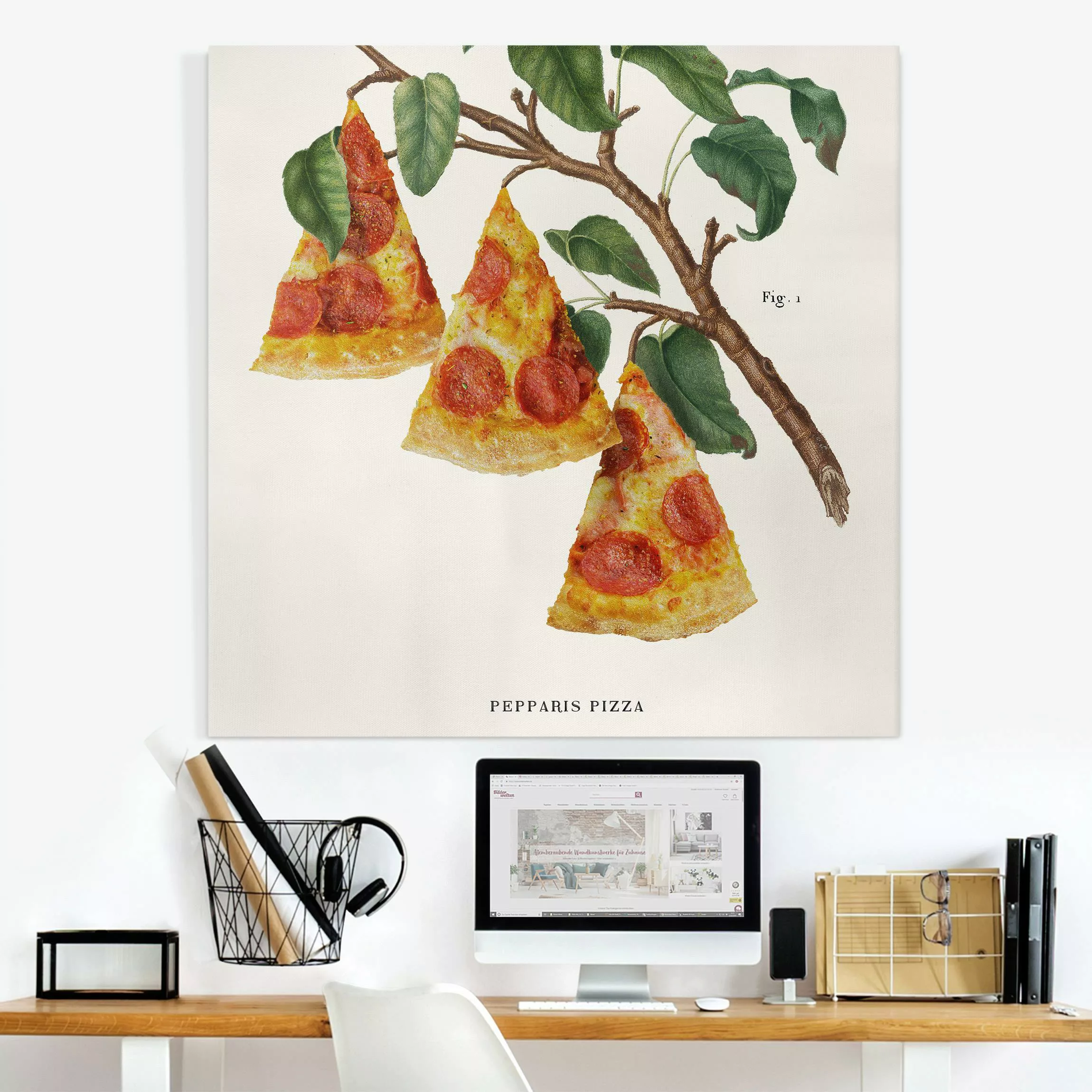 Leinwandbild Vintage Pflanze - Pizza günstig online kaufen