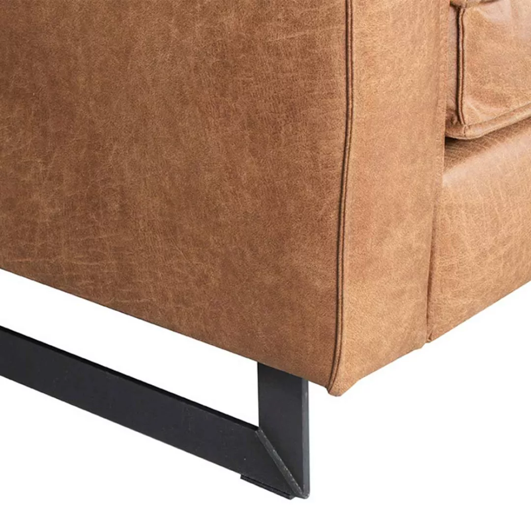 Zweisitzer Sofa in Cognac Braun Microfaser Metall Bügelgestell günstig online kaufen