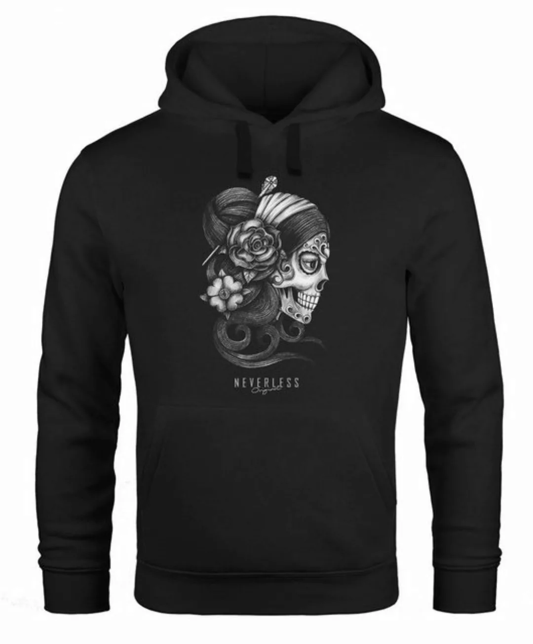 Neverless Hoodie Hoodie Herren Santa Muerte La catrina Mexican Skull Dia de günstig online kaufen