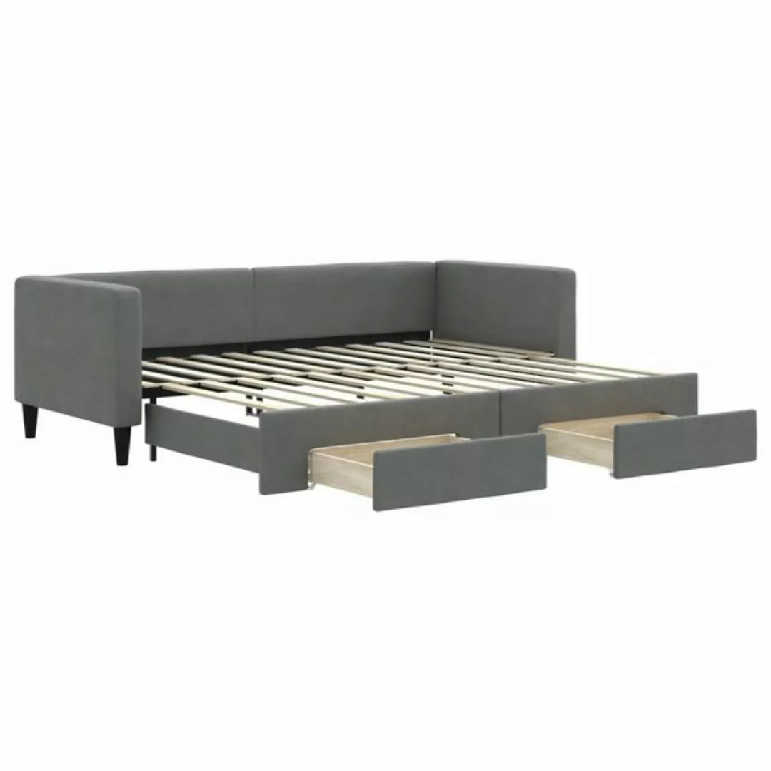 vidaXL Bett Tagesbett Ausziehbar mit Schubladen Dunkelgrau 80x200 cm Stoff günstig online kaufen