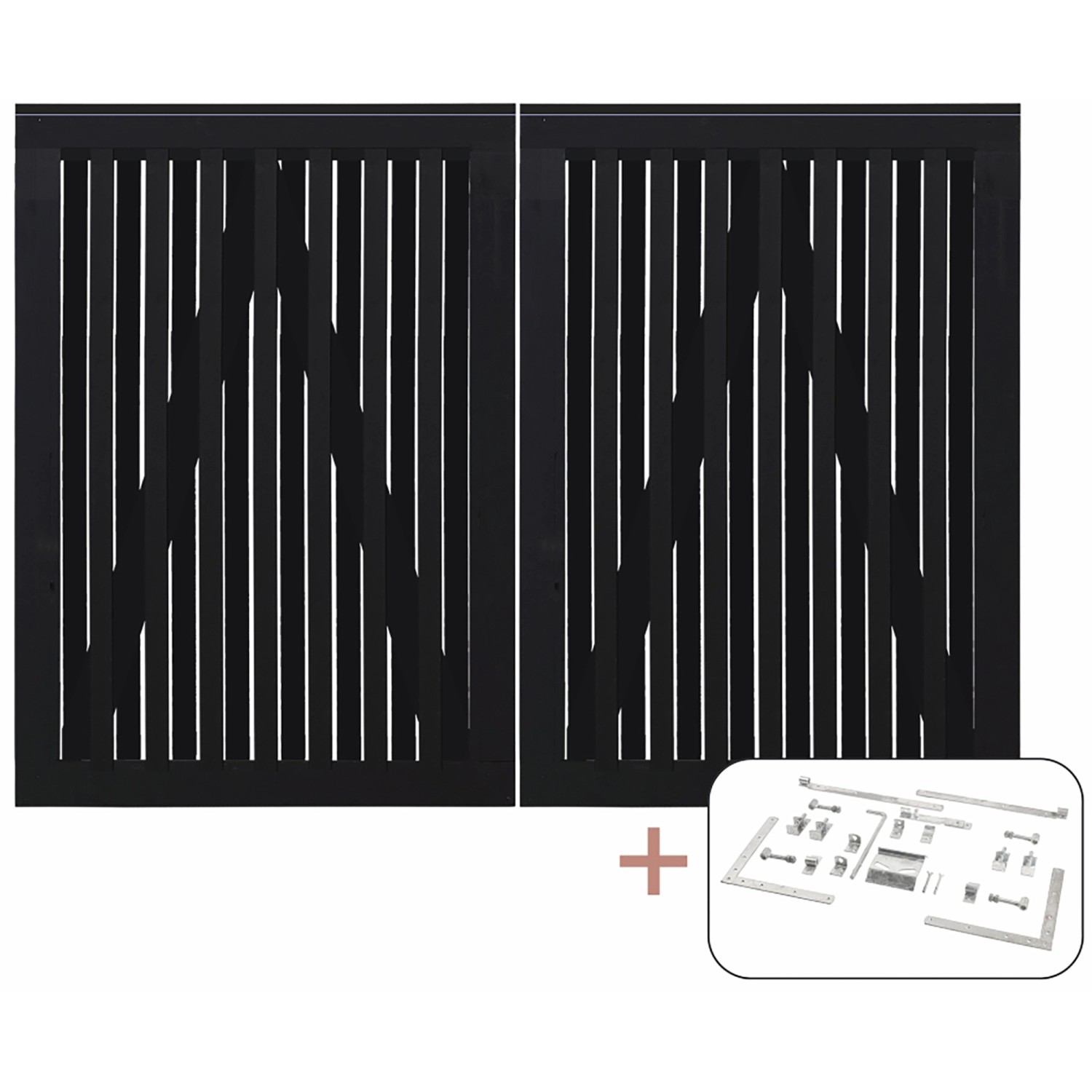 Plus Holz Doppeltor Nagano Nadelholz Schwarz 200 cm x 140 cm günstig online kaufen