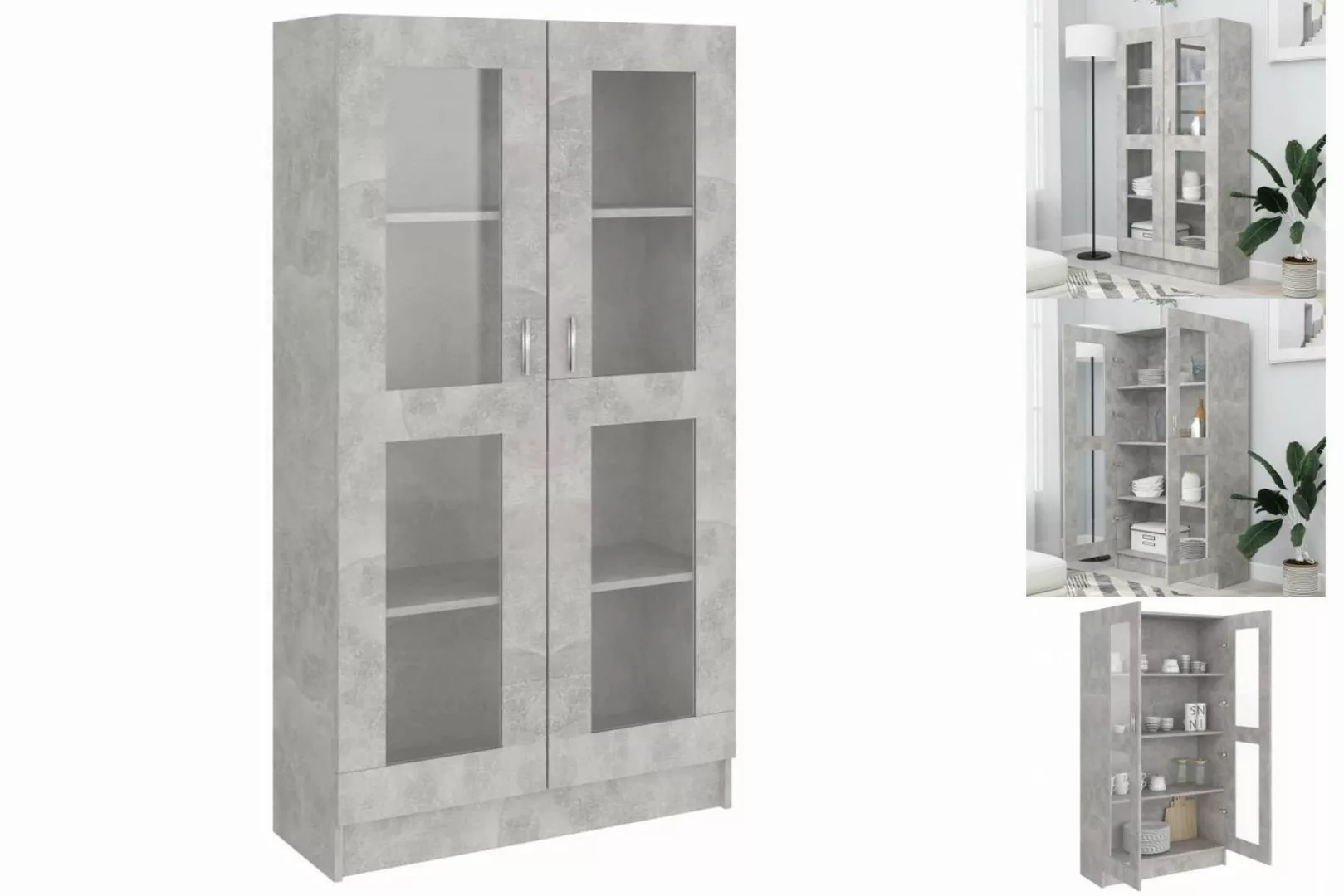 vidaXL Vitrine Bücherschrank Vitrinenschrank Vitrine Betongrau 82,5x30,5x15 günstig online kaufen