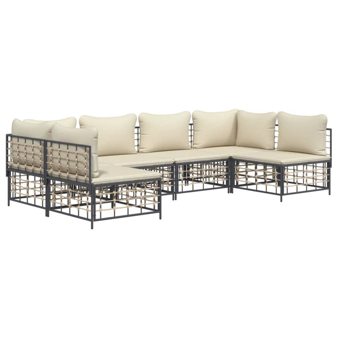 Vidaxl 6-tlg. Garten-lounge-set Mit Kissen Anthrazit Poly Rattan günstig online kaufen