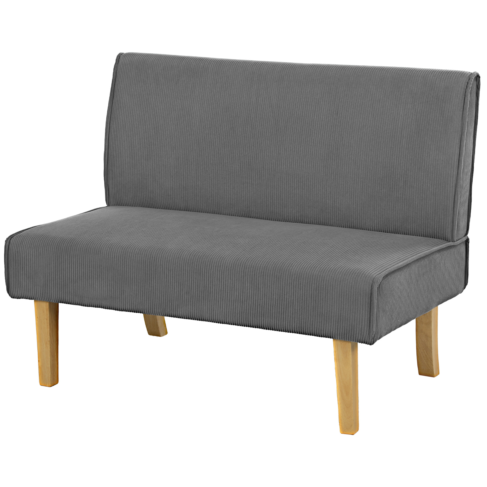 HOMCOM 2 Sitzer Sofa, Couch mit Cord-Optik, Holzbeine, Gepolsterter Polster günstig online kaufen