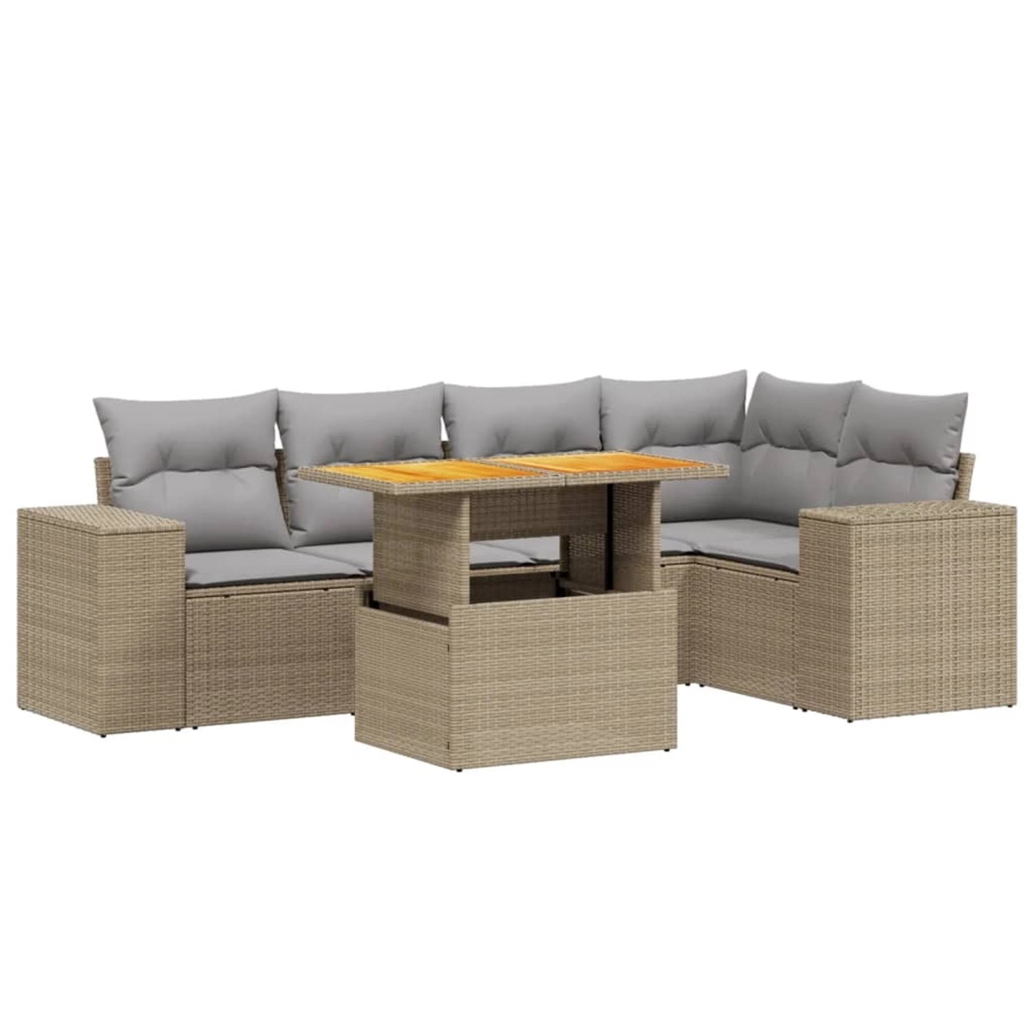 vidaXL 6-tlg Garten-Sofagarnitur mit Kissen Beige Poly Rattan Modell 373 günstig online kaufen