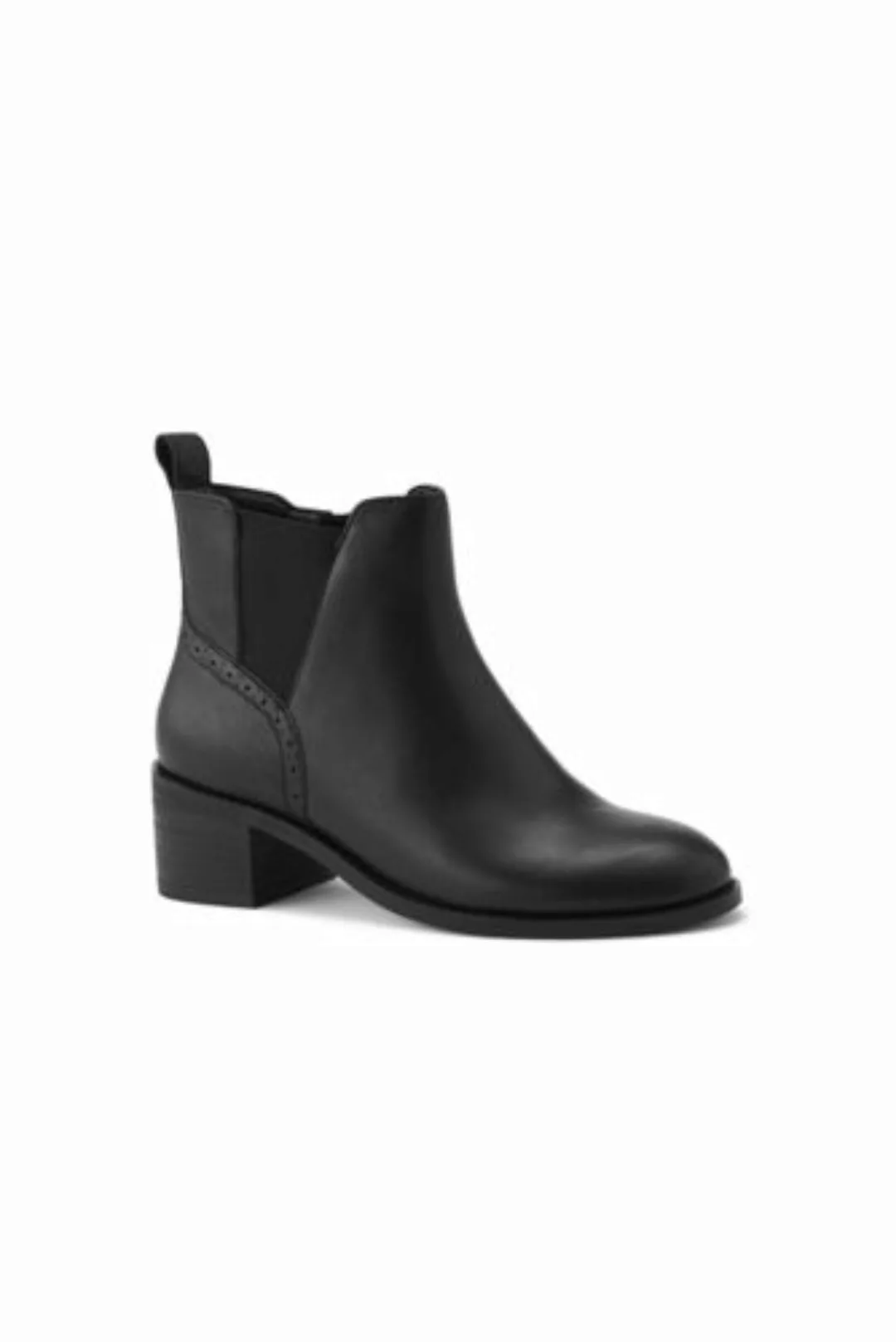 Chelsea-Boots mit Blockabsatz, Damen, Größe: 37.5 Normal, Schwarz, Leder, b günstig online kaufen