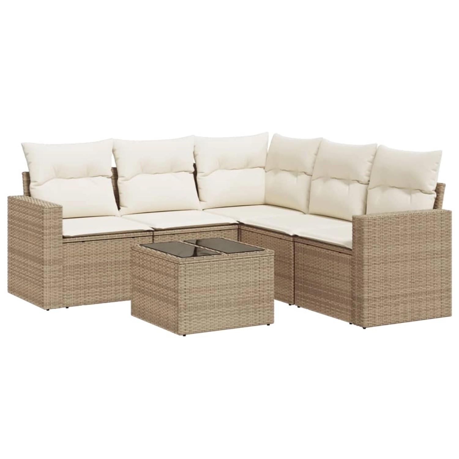 vidaXL 6-Tlg Garten-Sofagarnitur mit Kissen Beige Poly Rattan 3218948 günstig online kaufen