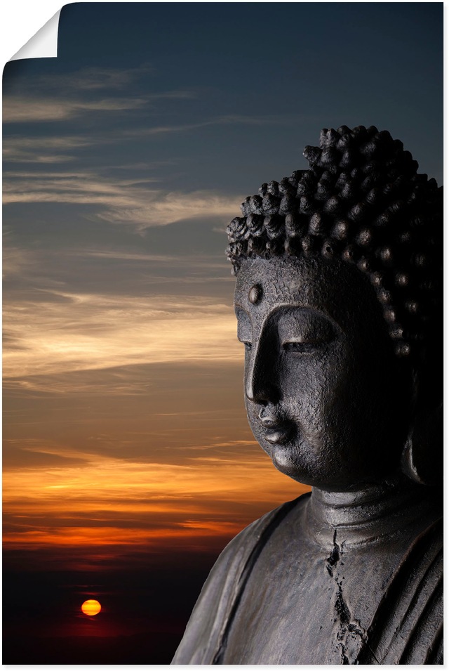 Artland Wandbild "Buddha Statue vor Sonnenuntergang", Buddhismus, (1 St.), günstig online kaufen