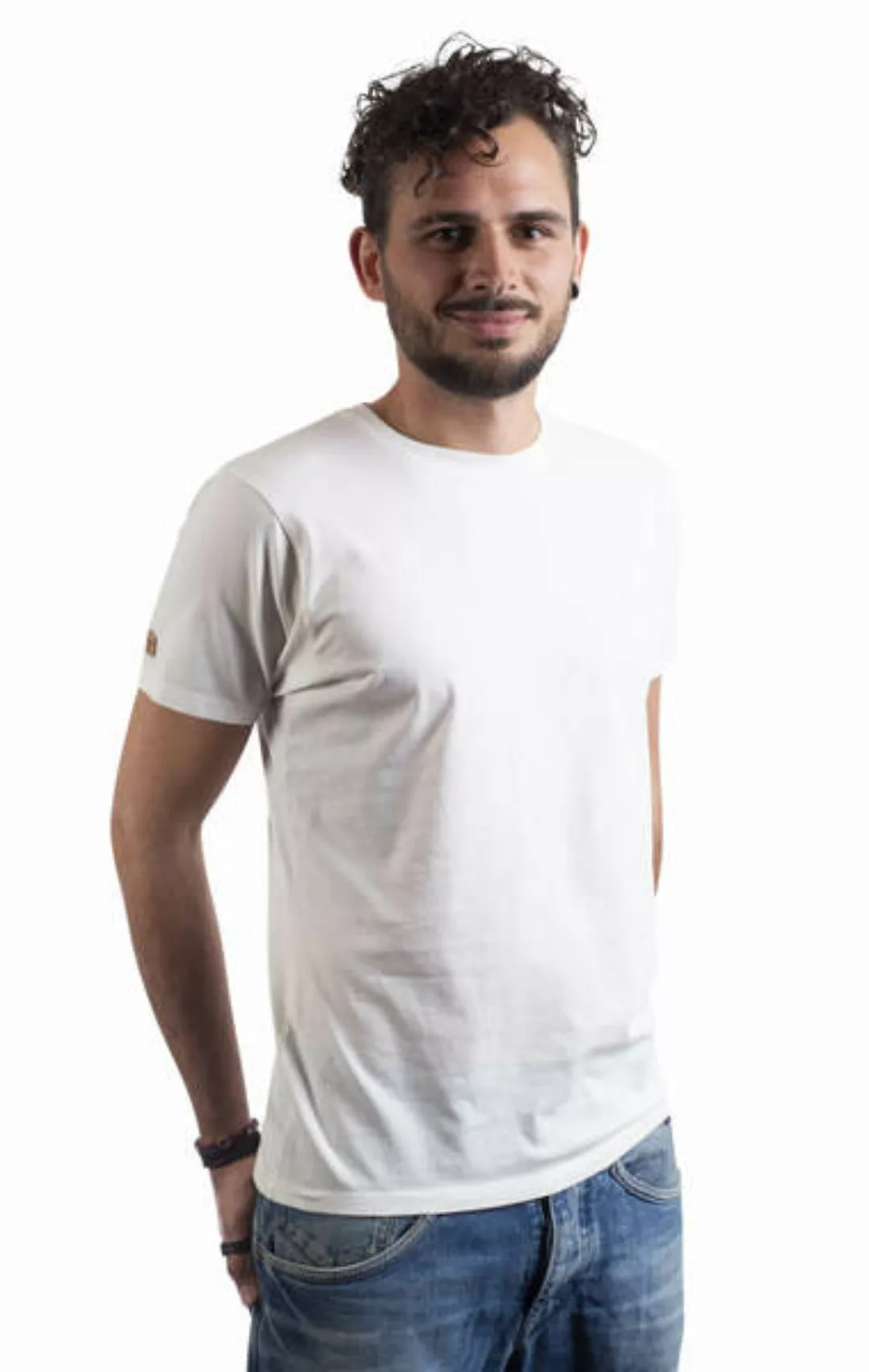 Shirt Aus Biobaumwolle Für Herren "Basic" Stone Washed Green/white günstig online kaufen