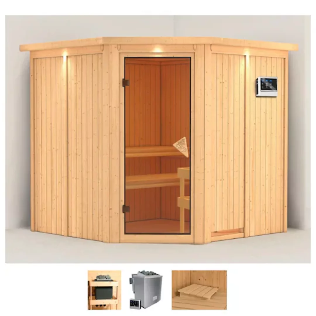 Karibu Sauna »Jarin«, (Set), 9-kW-Ofen mit externer Steuerung günstig online kaufen