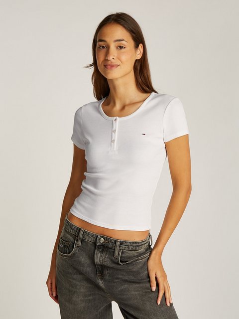 Tommy Jeans Kurzarmshirt TJW SLIM BUTTON RIB C-NECK SS mit Knopfleiste günstig online kaufen