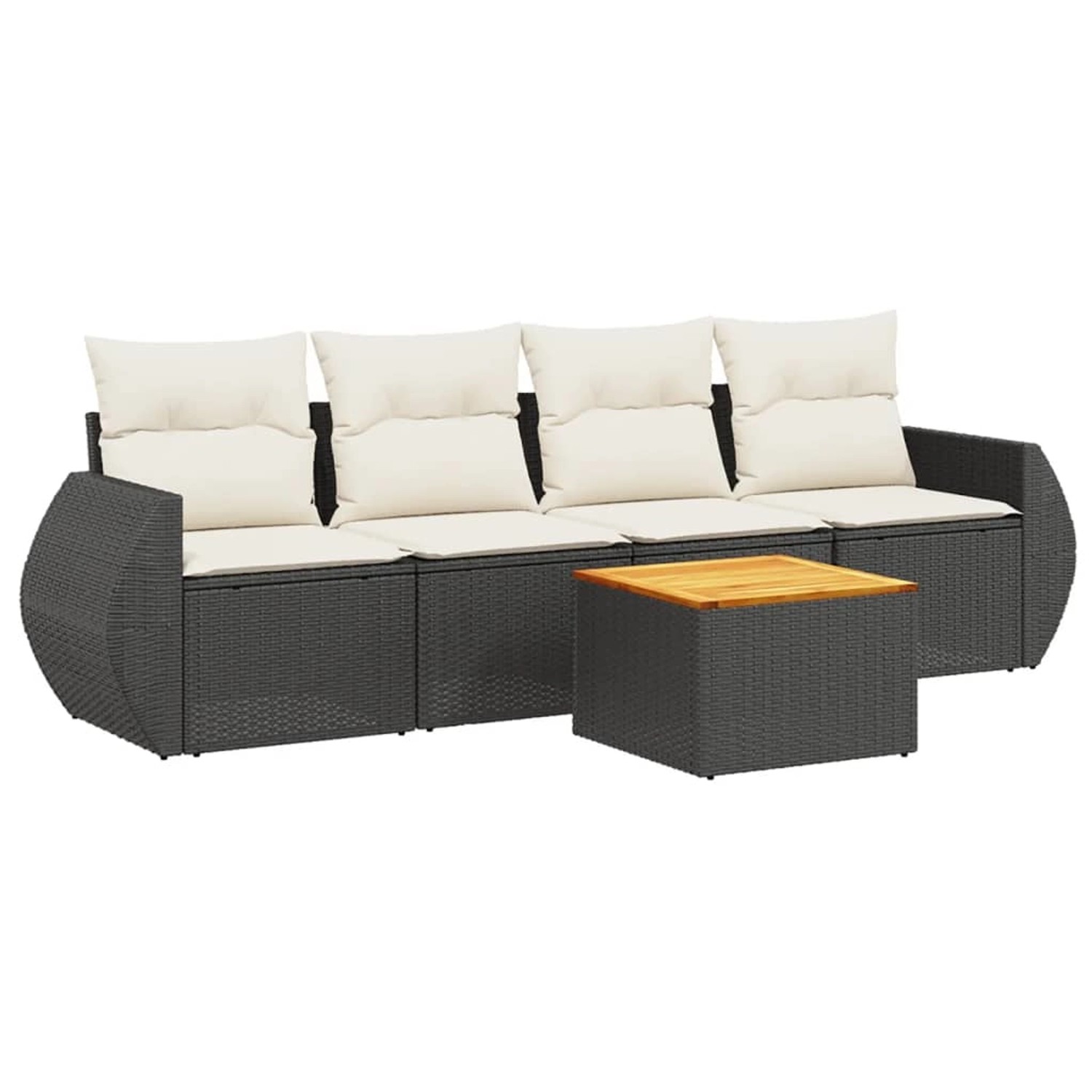 vidaXL 5-Tlg Garten-Sofagarnitur mit Kissen Schwarz Poly Rattan 3257211 günstig online kaufen