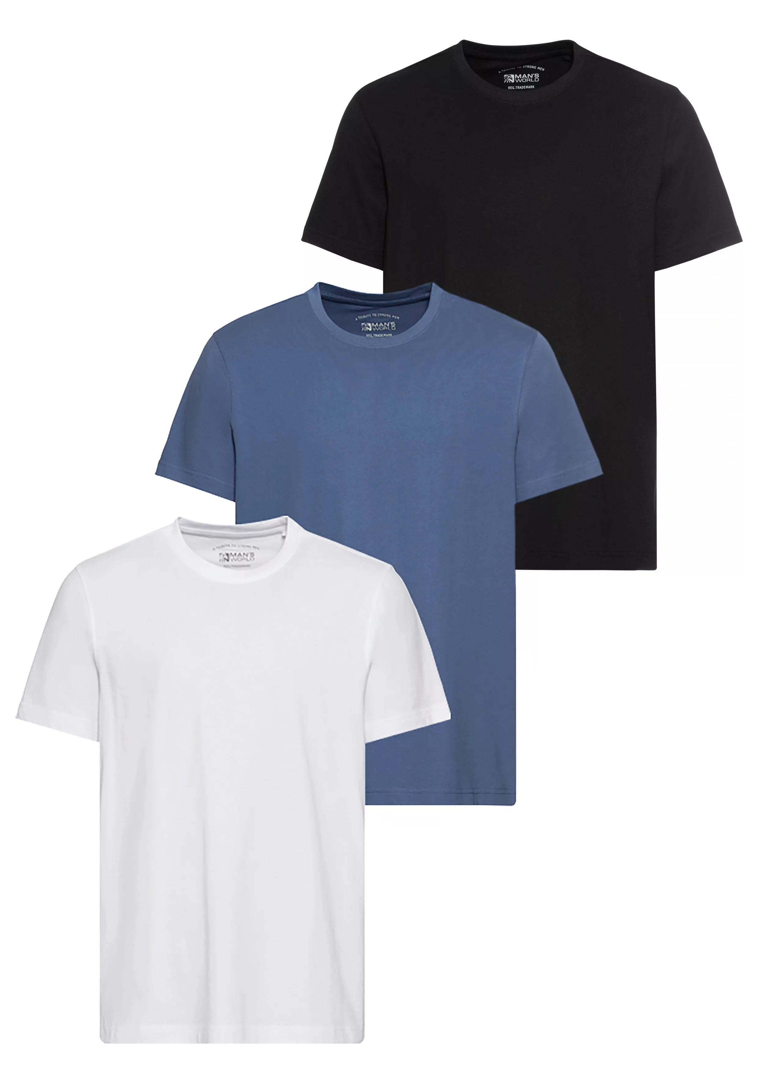 Man's World T-Shirt (3er-Pack) perfekt als Unterzieh- T-shirt günstig online kaufen