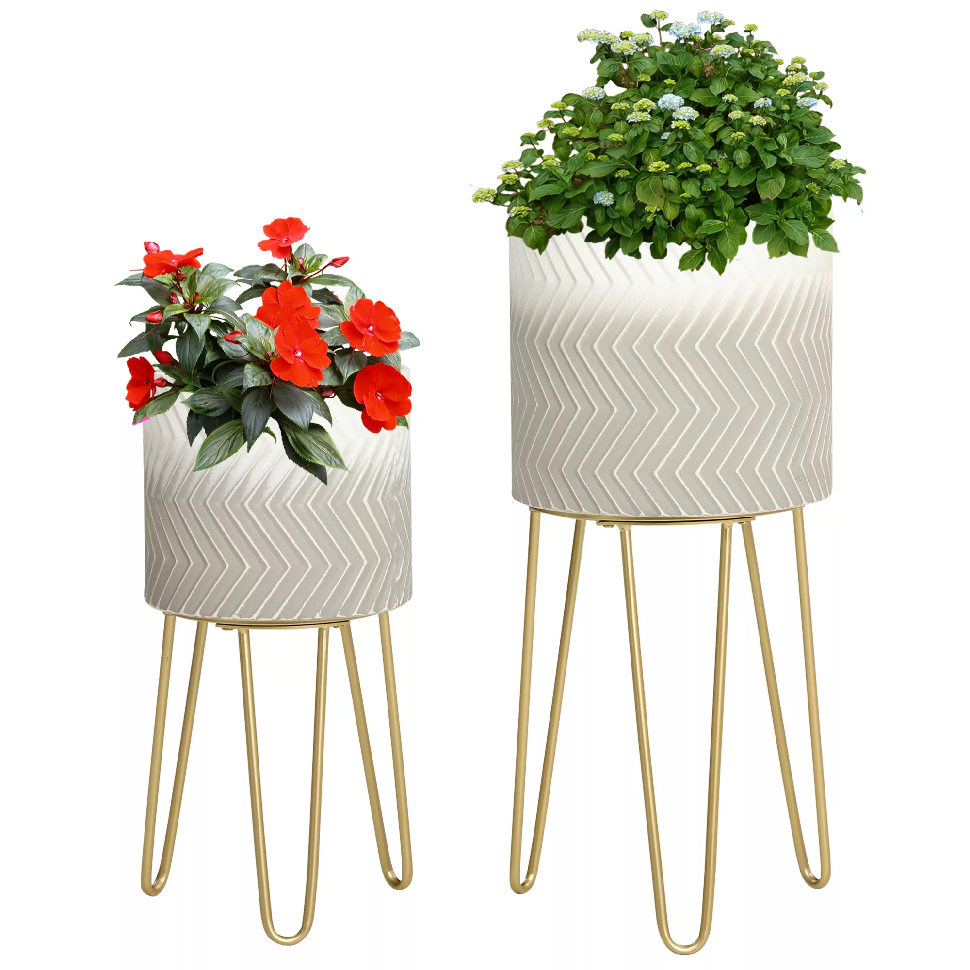 Outsunny Blumentöpfe 2er-Set Pflanzenständer Übertopf Gestell Wohnzimmer Ba günstig online kaufen