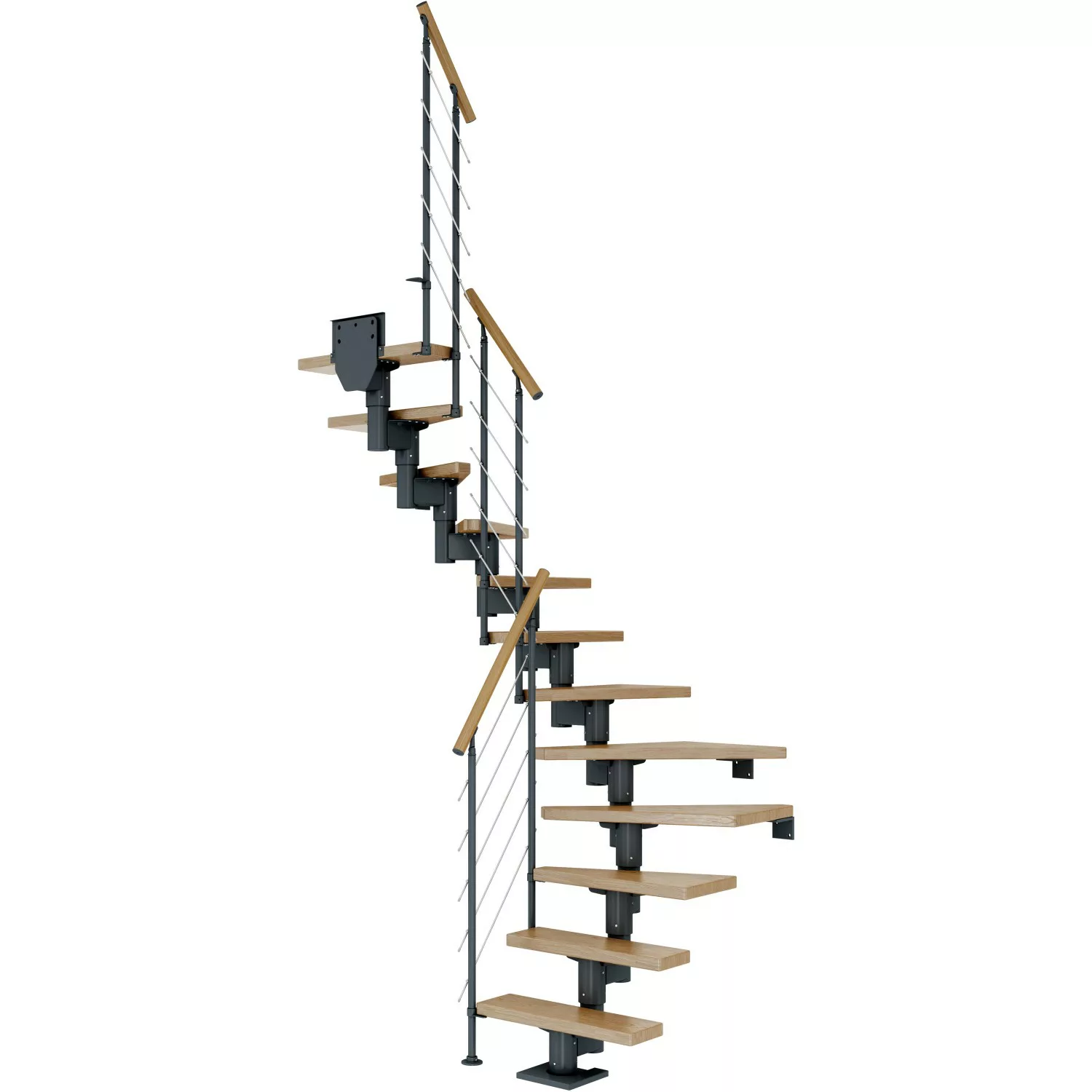 Dolle Mittelholmtreppe Dublin Eiche Anthrazit GH bis 270 cm 1/2 Gewendelt 7 günstig online kaufen