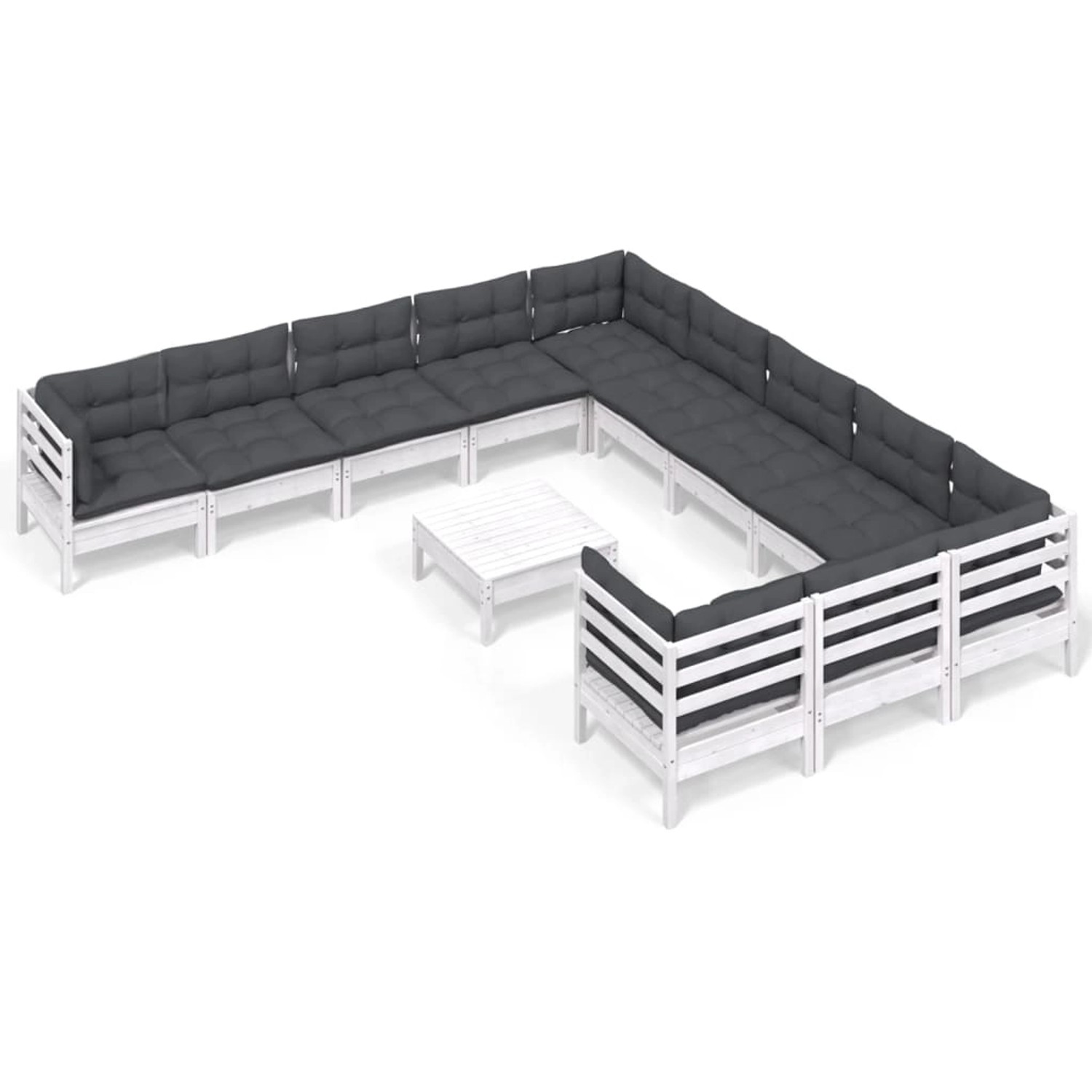 vidaXL 12-Tlg Garten-Lounge-Set mit Kissen Weiß Kiefernholz 3097026 günstig online kaufen
