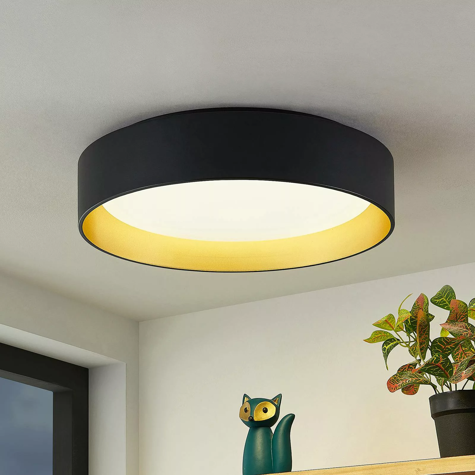 Lindby Gracjan LED-Deckenleuchte CCT schwarz gold günstig online kaufen