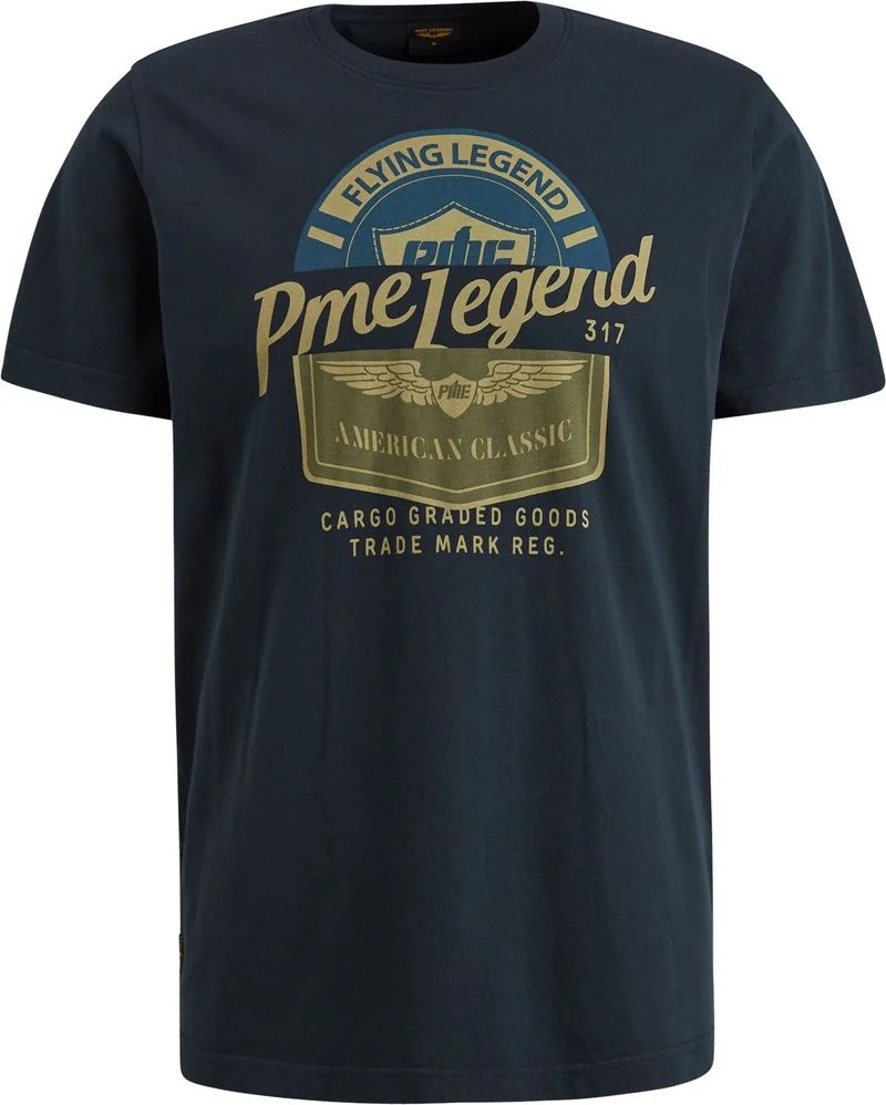 PME Legend Single Jersey T-Shirt Druck Blau - Größe XL günstig online kaufen