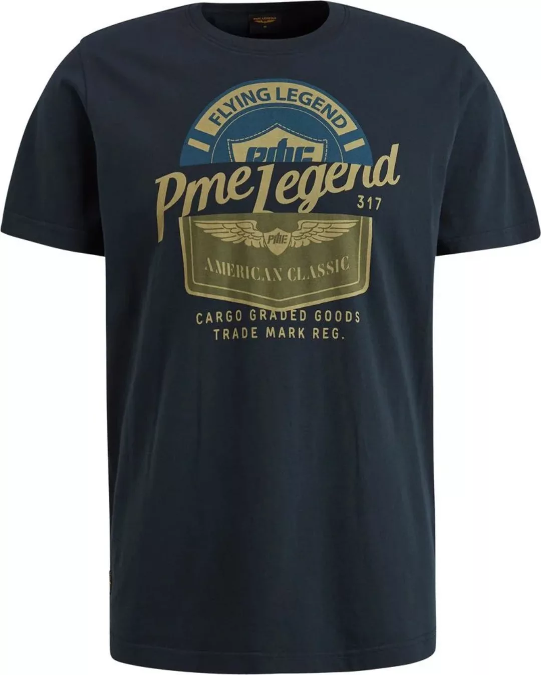 PME Legend Single Jersey T-Shirt Druck Blau - Größe L günstig online kaufen