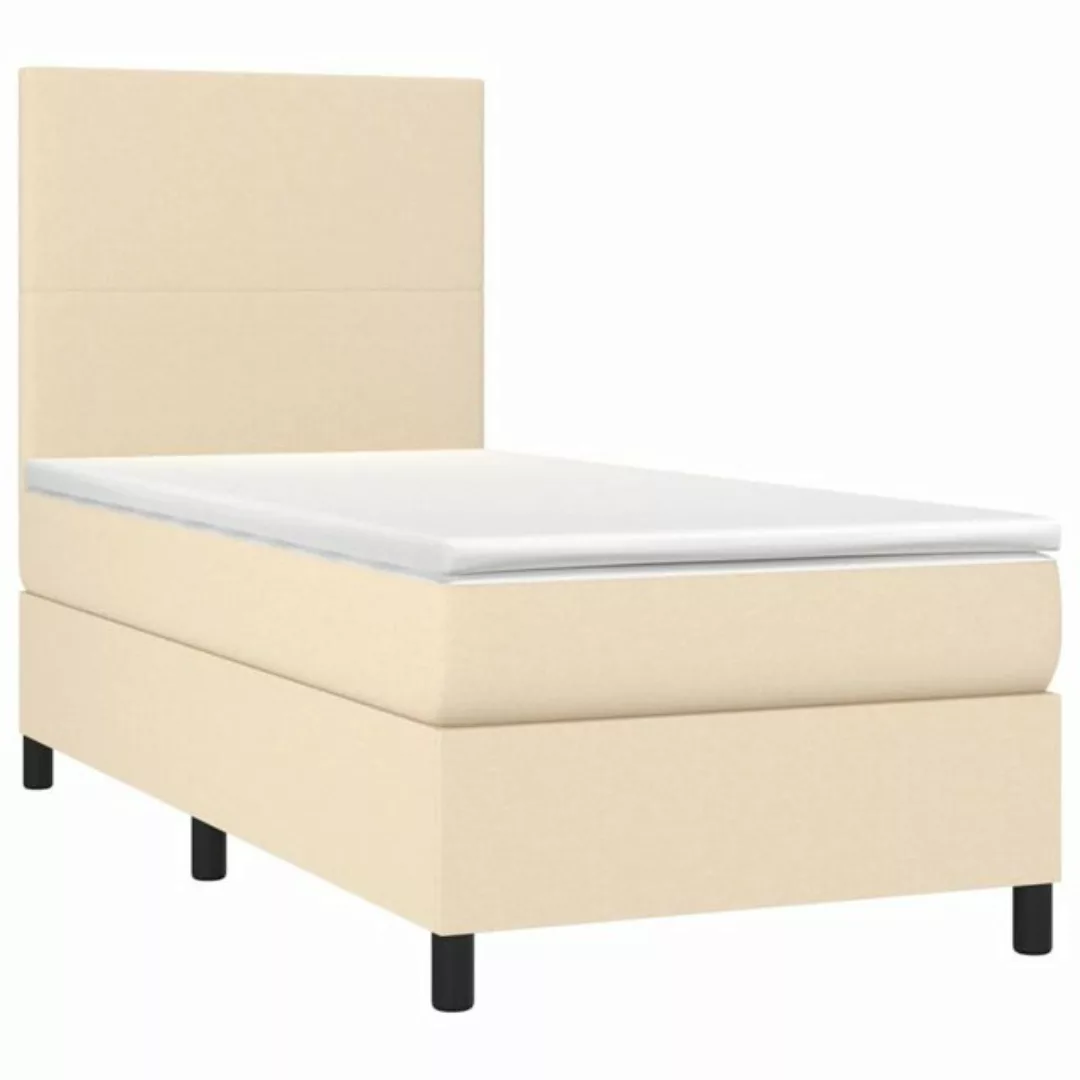 vidaXL Bett Boxspringbett mit Matratze Creme 90x190 cm Stoff günstig online kaufen