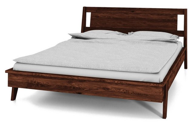 Natur24 Bett Bett Jetro Wildeiche massiv choco 200x200 mit Holzkopfteil günstig online kaufen