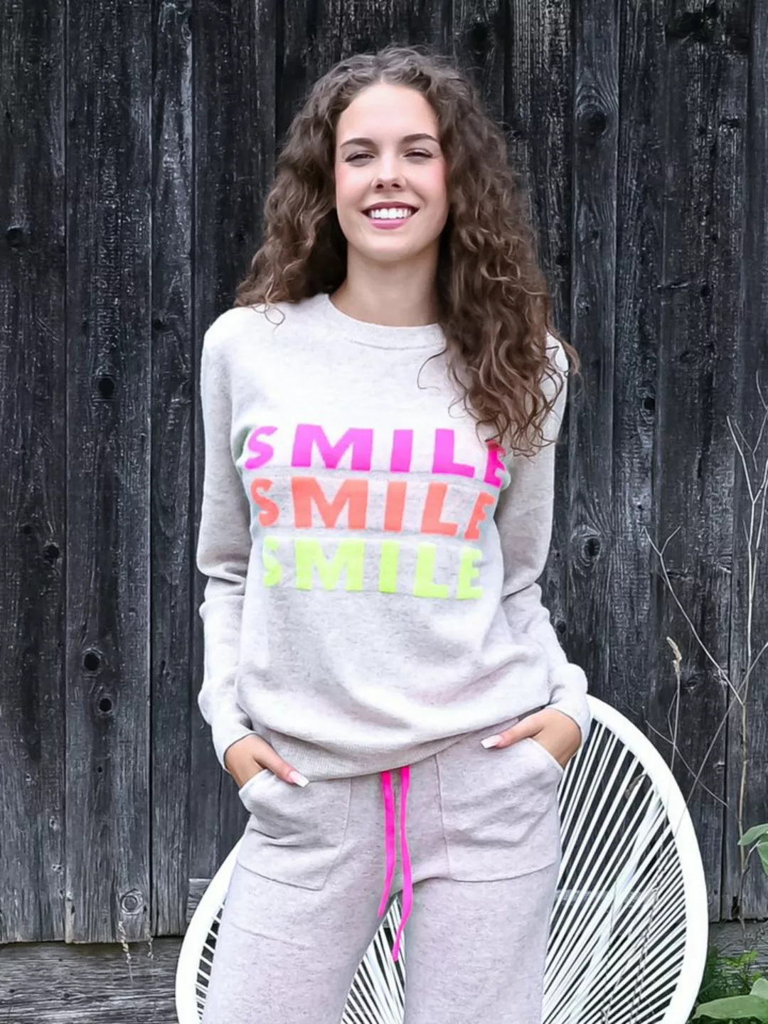 Zwillingsherz Strickpullover Kaschmir Pullover Smile Beige günstig online kaufen