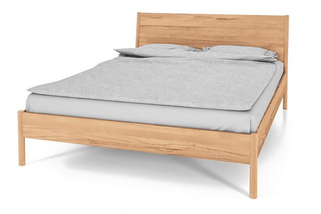 Natur24 Bett Zola Bett Kernbuche massiv bianco 180x200 mit Holzkopfteil günstig online kaufen