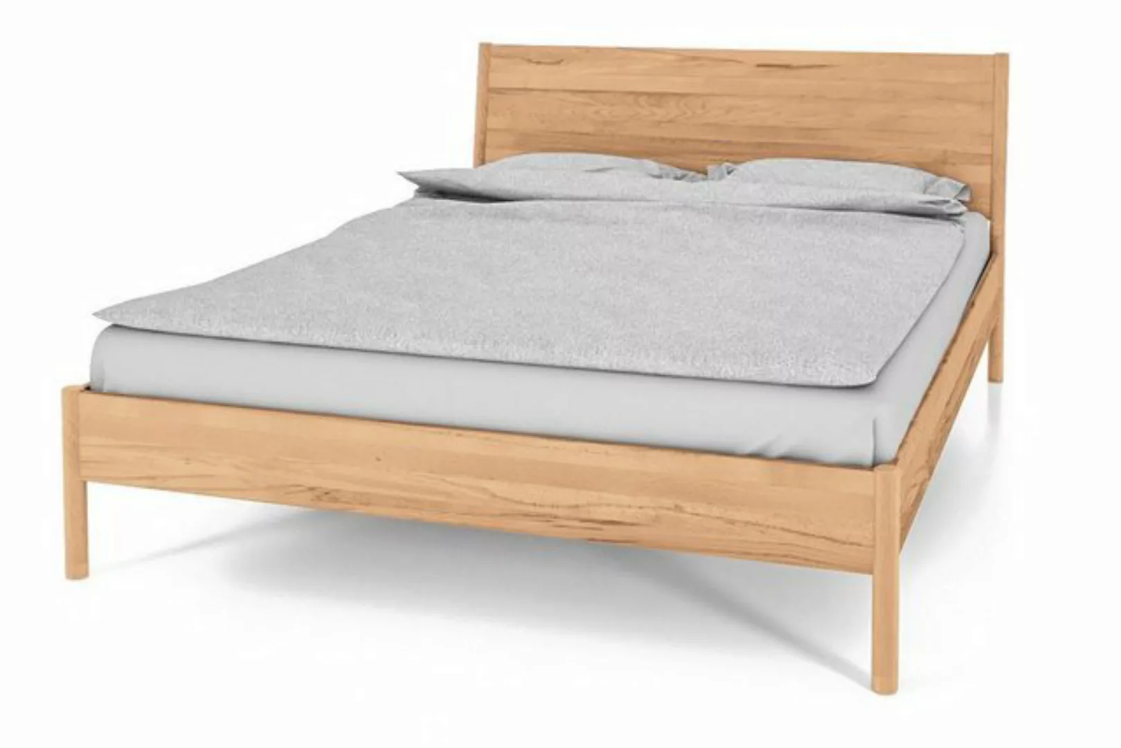 Natur24 Einzelbett Zola Bett Kernbuche massiv bianco 90x200 mit Holzkopftei günstig online kaufen