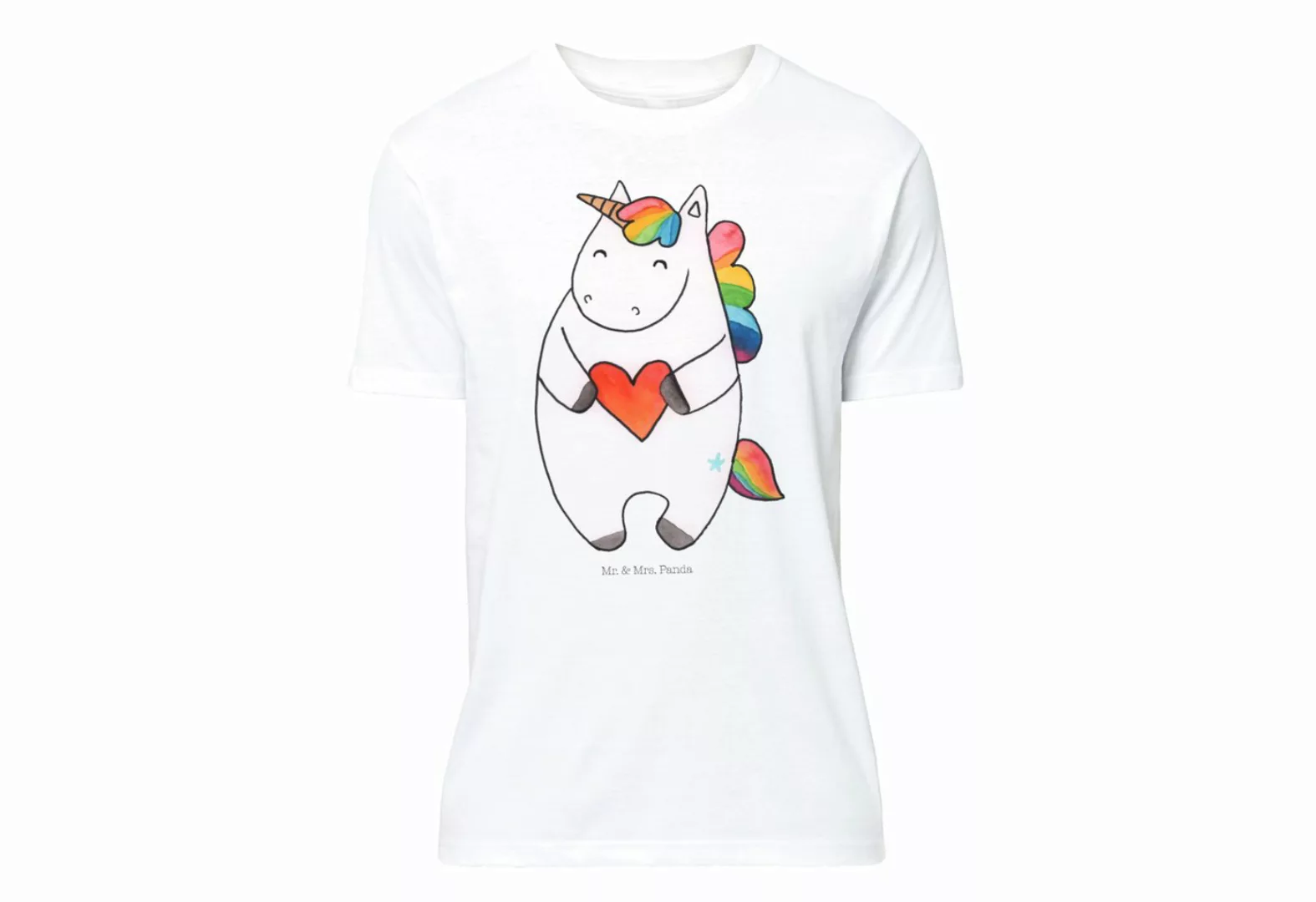 Mr. & Mrs. Panda T-Shirt Einhorn Herz - Weiß - Geschenk, Jubiläum, Junggese günstig online kaufen