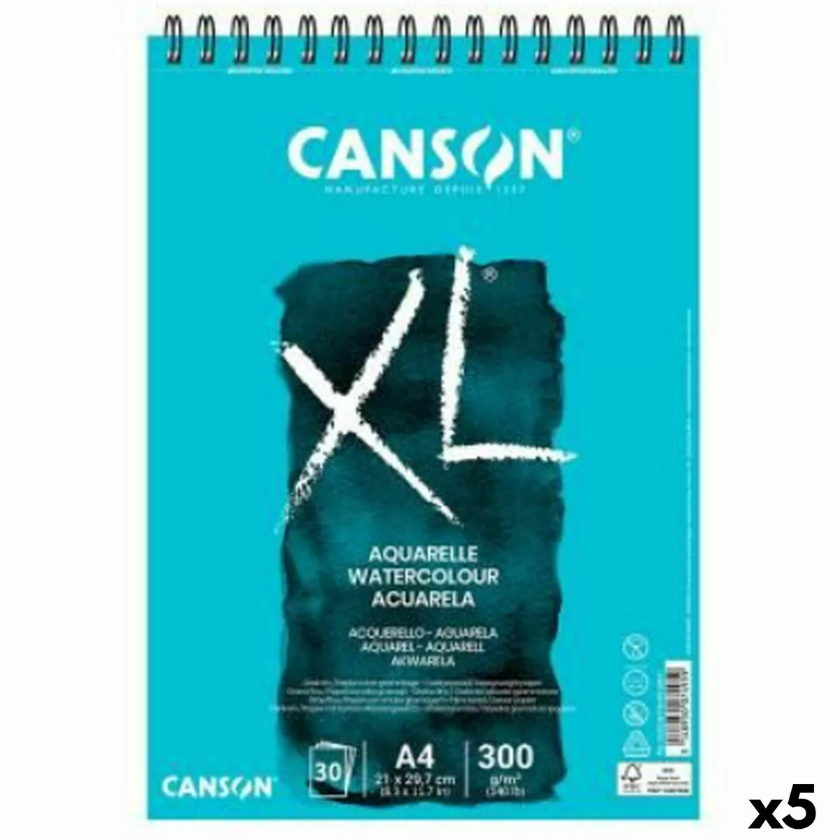 Zeichenblock Canson Xl Aquarelle 20 Bettlaken A5 Weiß 5 Stück 300 G/m² günstig online kaufen