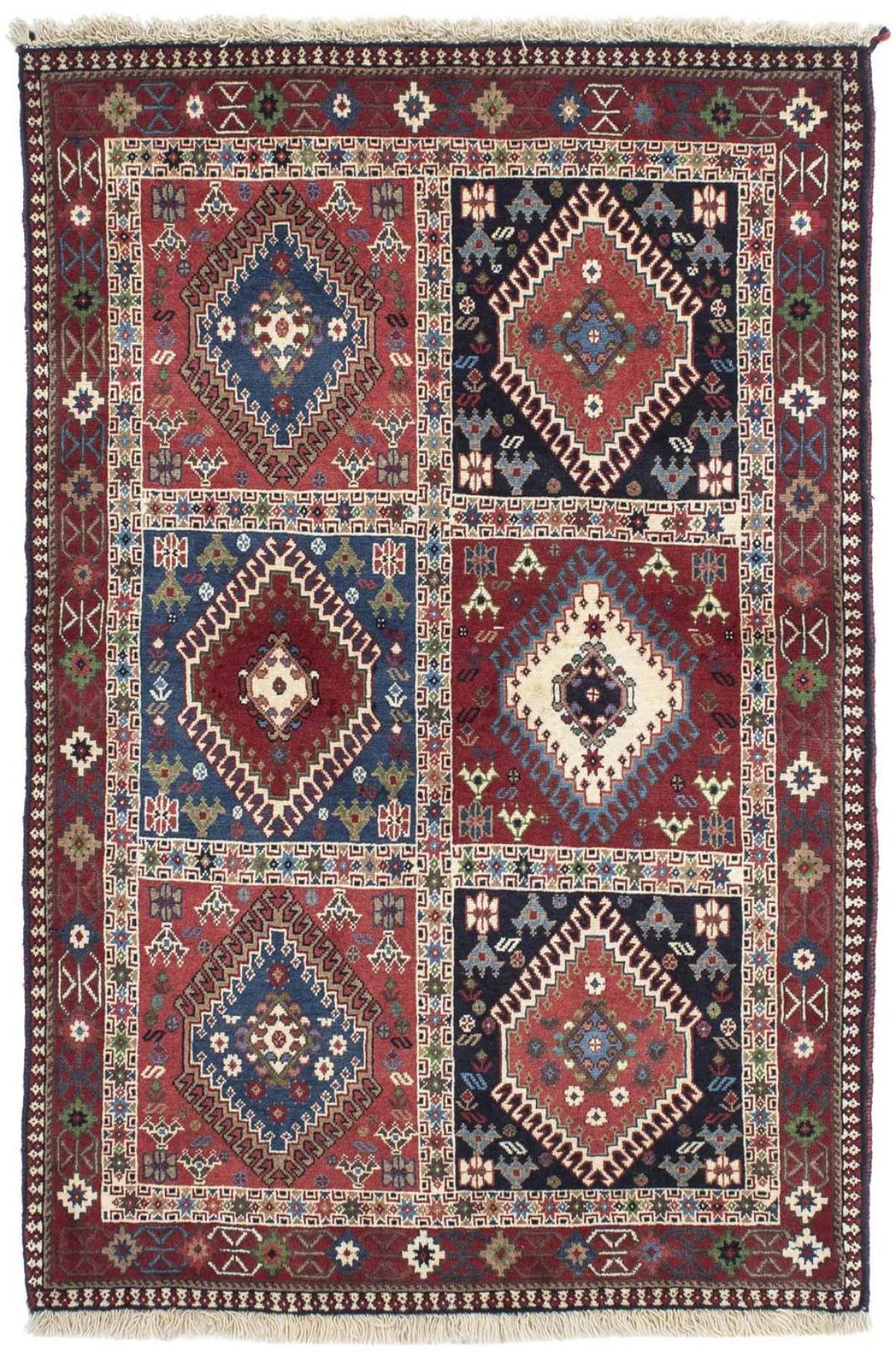 morgenland Wollteppich »Yalameh Felder Blu 144 x 99 cm«, rechteckig, Handge günstig online kaufen